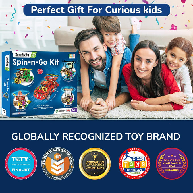 Smartivity 20in1 Spin-n-Go Kit for Kids Age 6-7-8-9-10-11-12 Years Old I Robot, Car, Airplane & More I Christmas, Birthday Gifts for Boys & Girls | DIY Science Toy for Kids 6-12