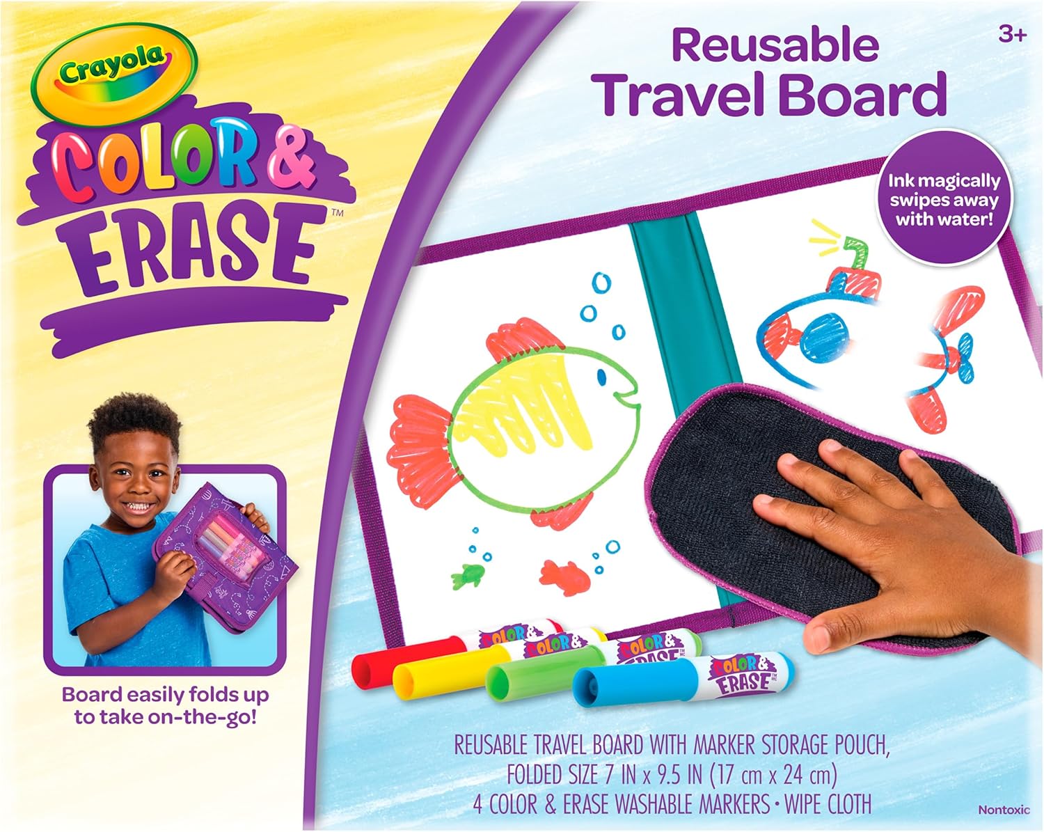 Crayola Color & Erase Drawing Board for Kids, Travel Coloring Kit, Gift 3+