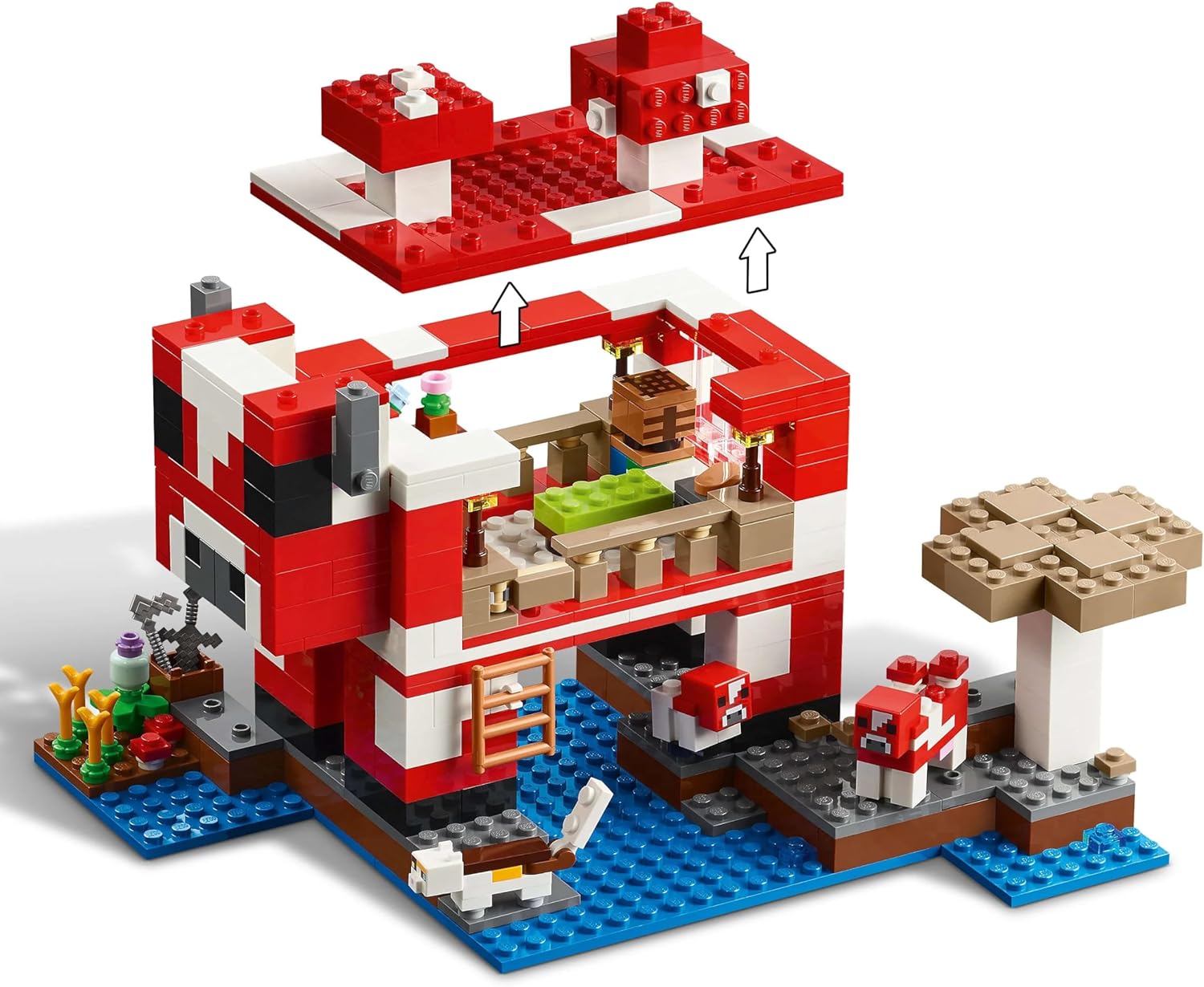 LEGO Minecraft The Mooshroom House Toy - Building Set incl. a Steve Figure, Mobs, a Crafting Table and Farm - Ramadan Gift for 8+ Year Old Girls & - Boys 21270