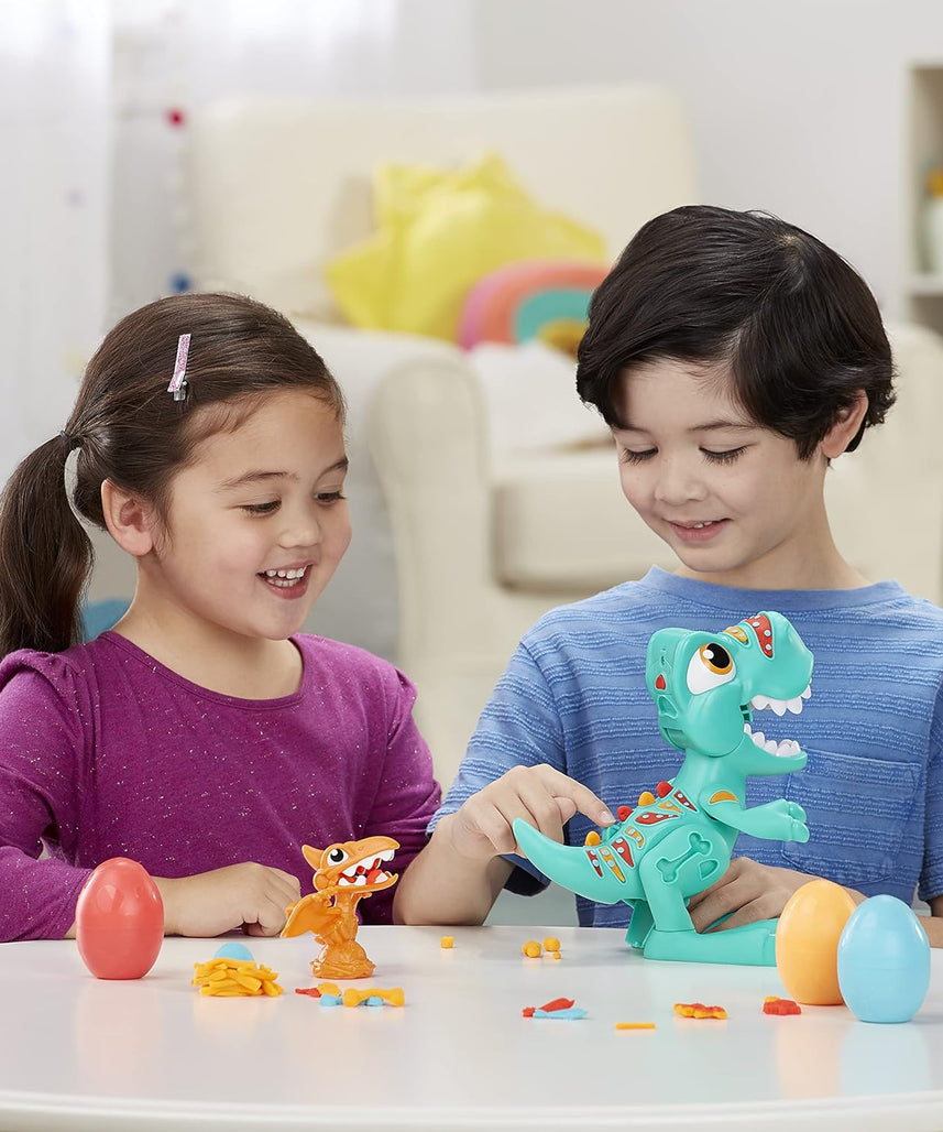 بلاي دوه هاسبرو تي ريكس دينو كرو جلاتونوس تيرانوصور، أصوات ديناصورات ممتعة، 3 بيضات بلاي دوه 70 غرام، صديق البتروداكتيل، متعدد الألوان، F1504FF2