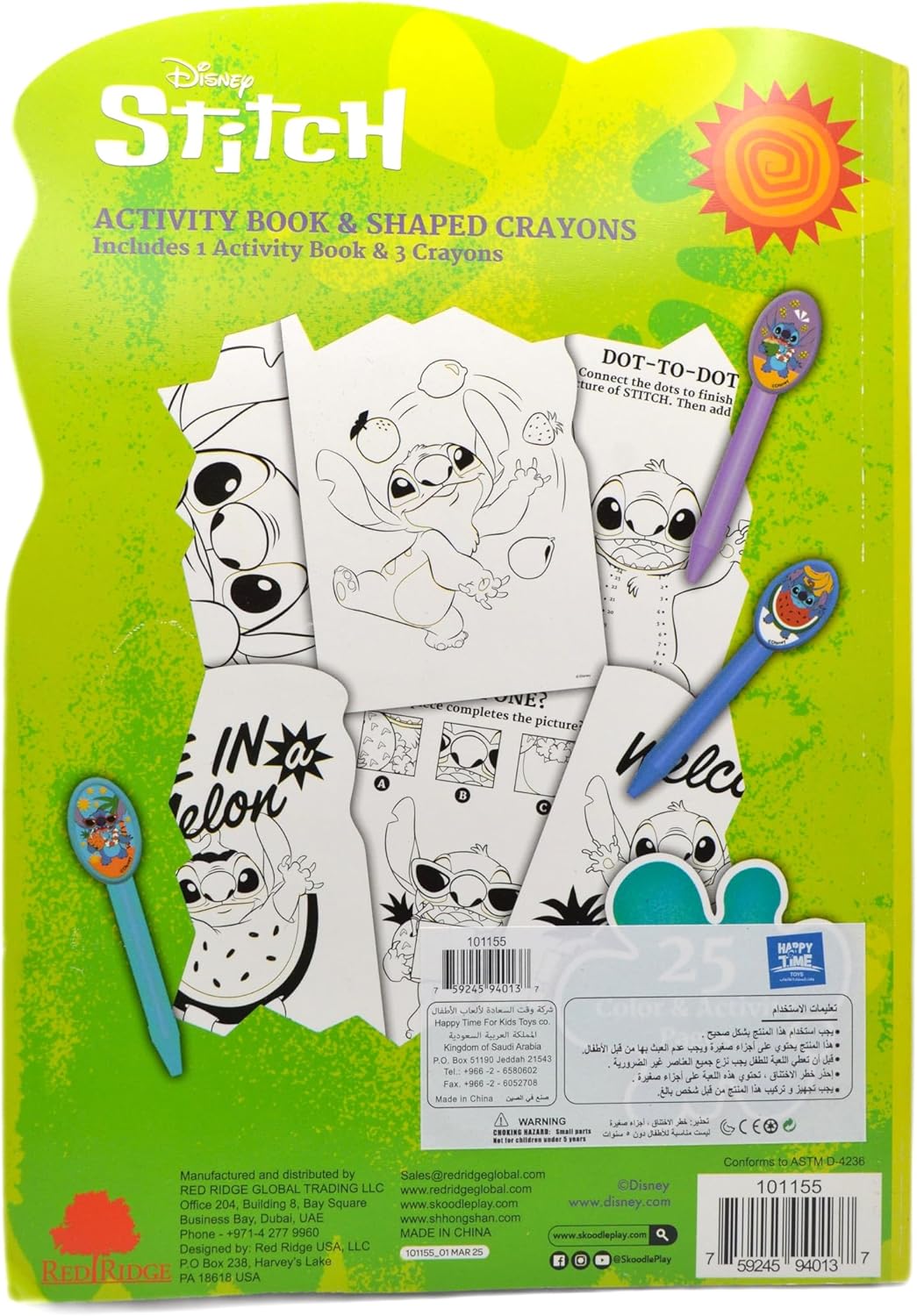 Skoodle Stitch Disney Activity Book with Shaped Crayons for Kids, Multicolor