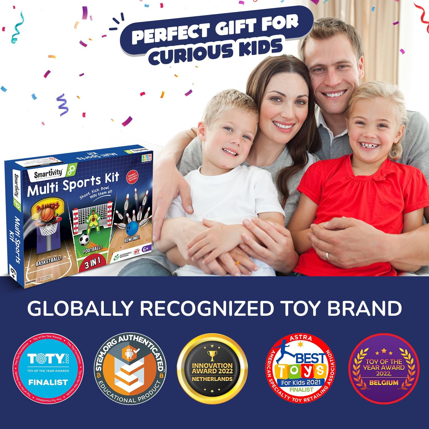 Smartivity 3in1 Basketball, Soccer, Bowling I Indoor Sports Game for Kids 6-12 Years Old I for Boys & Girls | DIY STEM Toy for Kids 6,7,8,9,10,11,12, Years I Wooden Construction Kit