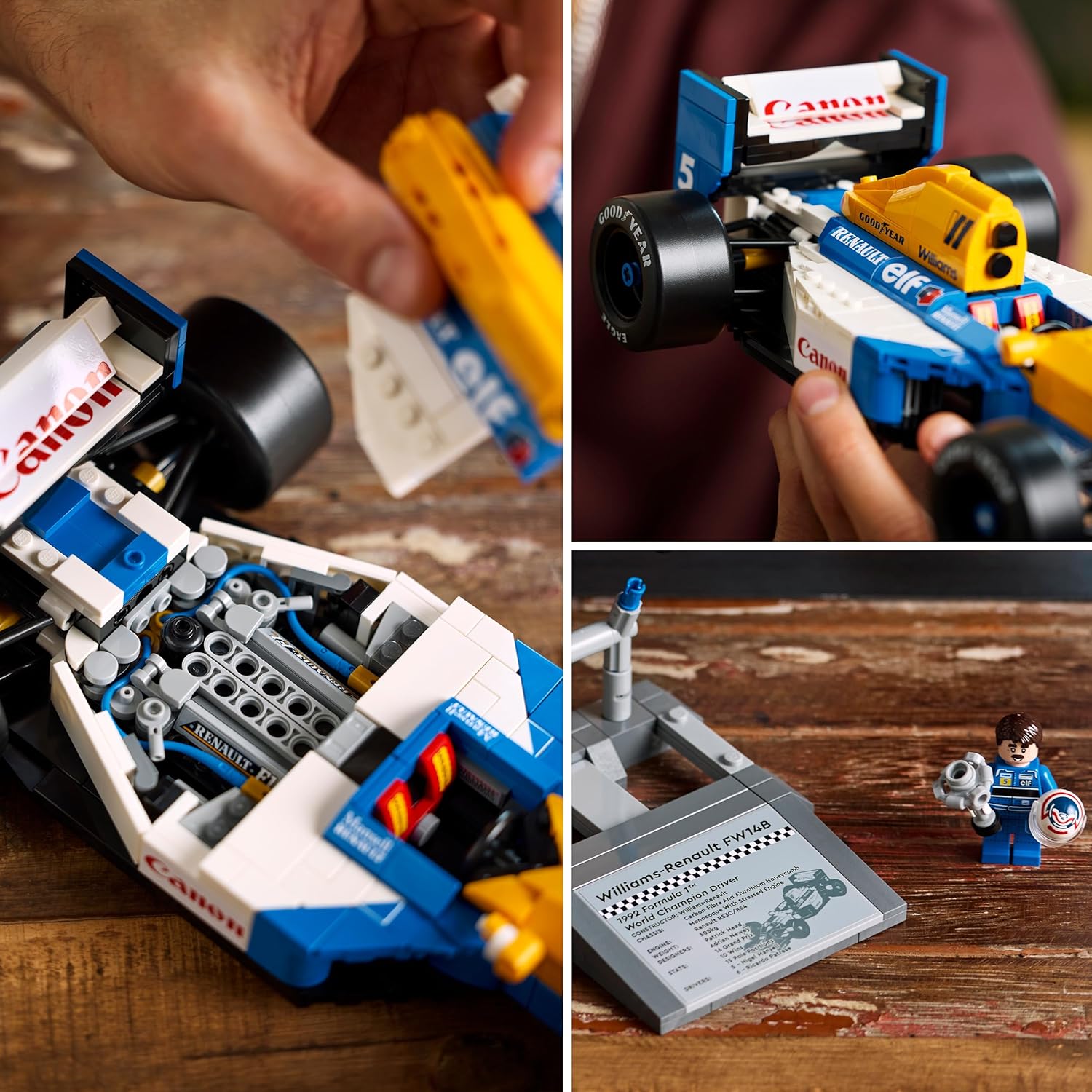 LEGO Icons Williams Racing FW14B & Nigel Mansell - F1 Car Model Set for Adults, with a Collectible Driver Minifigure, Trophy & Display Stand - Ramadan Gift for Adult & Teenage Motorsports Fans - 10353