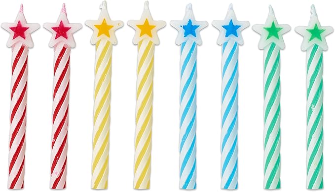 amscan International Cake Candles 8 Spiral with Stars Assorted