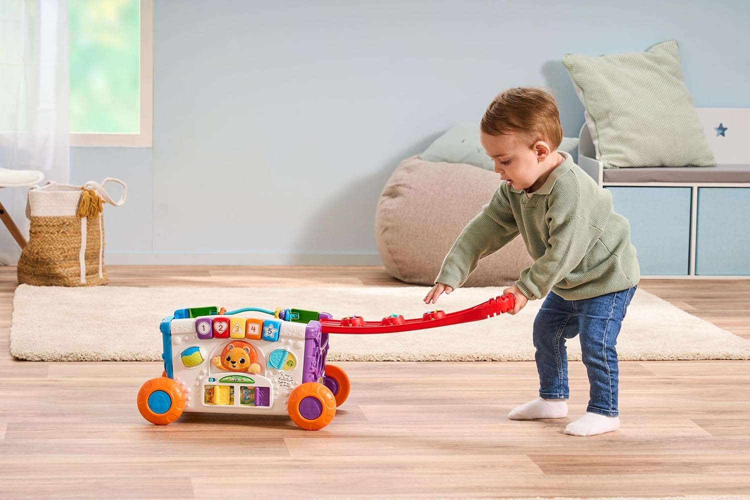 VTech Sort & Discover Activity Wagon Toddler Pull Along Learning Toy with Light-Up Panel Shape Sorter and Gears Multicolour 12m+