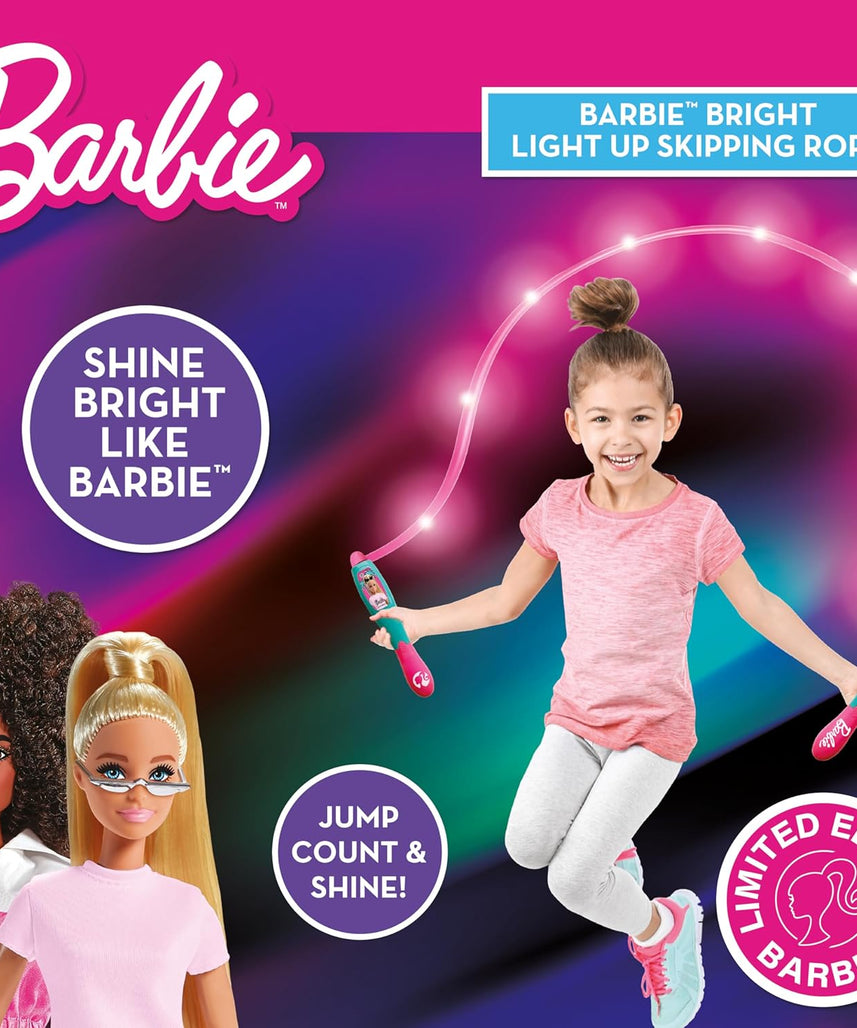 حبل القفز المضيء LED من سينكو كرييشنز باربي بطول 2.1 متر مع عداد رقمي، لعبة لياقة بدنية داخلية وخارجية مناسبة للأطفال من سن 3 سنوات فما فوق