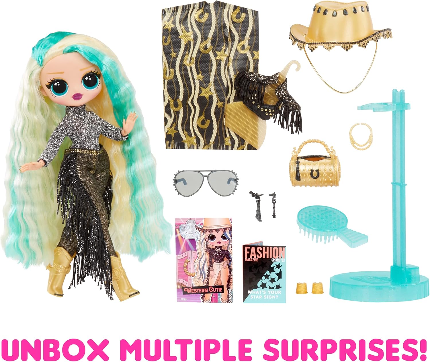 L.O.L. Surprise! O.M.G. Western Cutie Fashion Doll, 10-Inch Posable Doll with Removable Outfit, Cowgirl Hat, Boots, and Accessories, Gift for Girls Ages 4+
