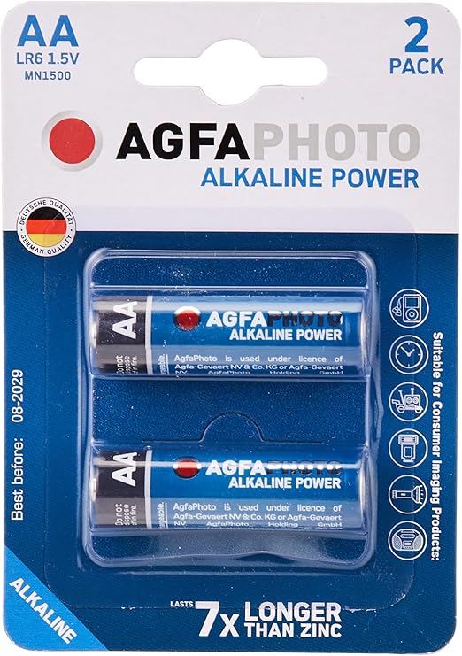 AGFAPHOTO Alkaline Long Lasting Power LR06 AA Pack of 2 Batteries