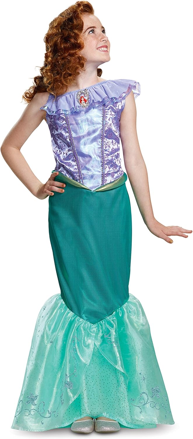 Disguise Disney Princess Ariel Little Mermaid Deluxe Girls' Costume Teal, Medium/(7-8)