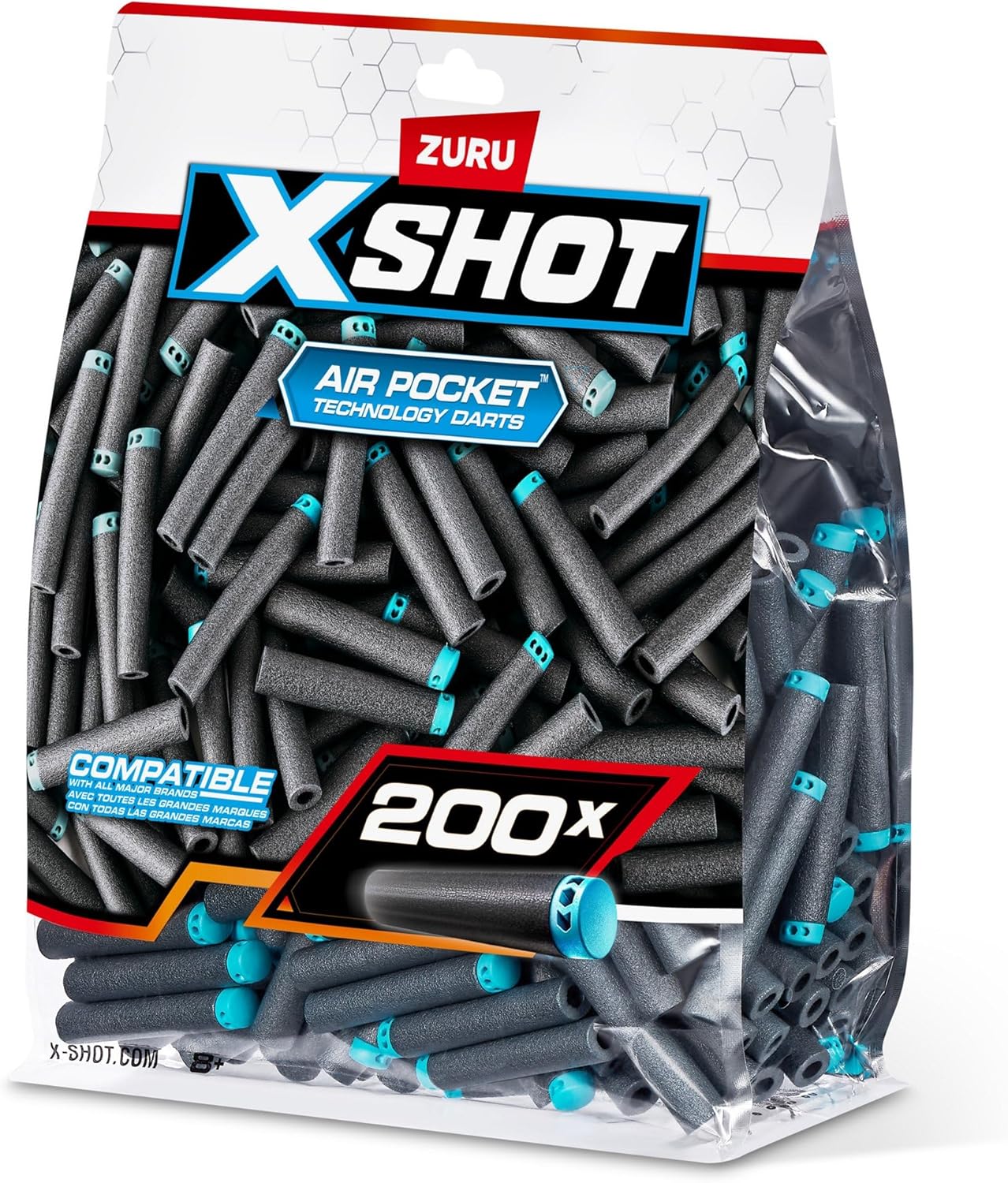 XSHOT X-Shot Dart Big Refill, 200 Foam Darts Refill Pack, Compatible with X-Shot and Other Dart Blasters, Boys, Age 8+