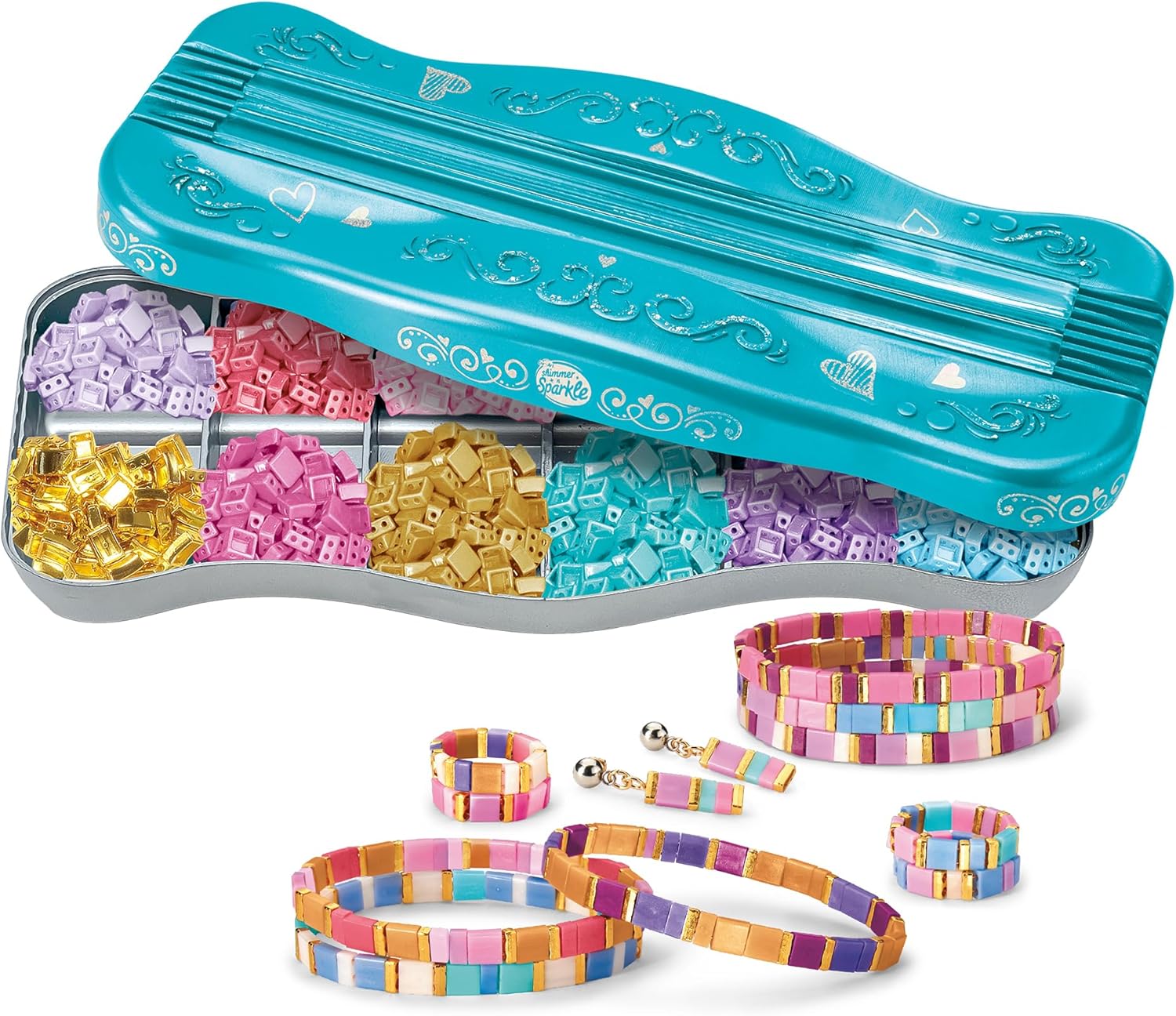 CRA-Z-ART Shimmer N Sparkle Fashion Bead Jewellery Studio Bracelet Maker Make your own tila bead jewellery Make your own friendship bracelets Jewellery Making Kit For girls aged 8 and Over
