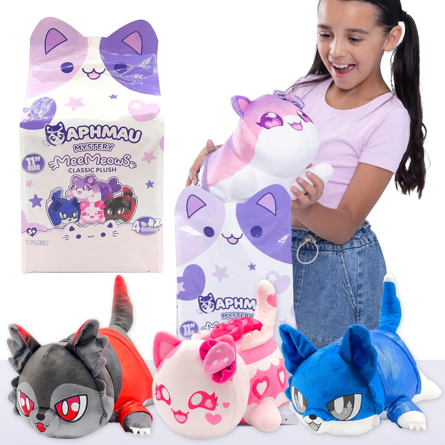Aphmau MeeMeows 11 Inch Classic Mystery Plush Series 2 Friends, YouTube Gaming Channel Blind Box, Soft Collectible Cat Plush Toy, Official Merch for Kids 3+
