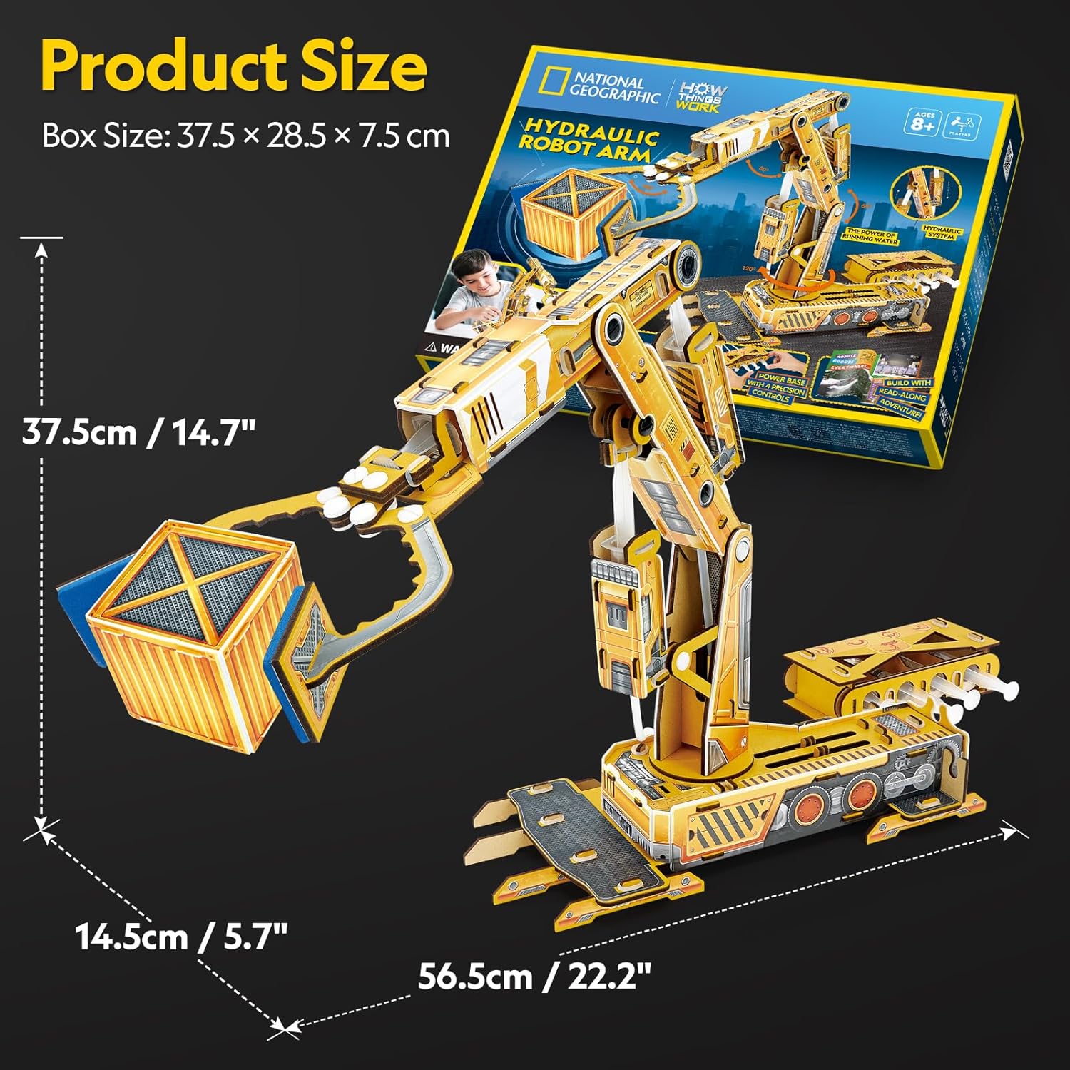 National Geographic Hydraulic Robot Arm Kit, STEM Educational Build and Learn Robot Toy for Kids 8+, DIY Mechanical Science Experiment Model with Hydraulic Pressure Learning