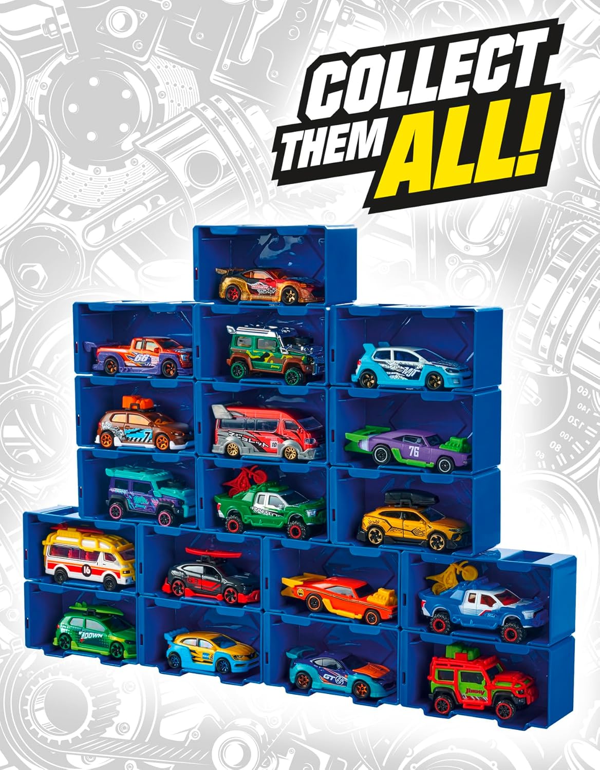 Majorette Tune Ups Series 1 – 4-Piece Metal Car Surprise Pack with 28 Tuning Accessories, Collectible Cars with Freewheel, Suspension, and Opening Parts, Ages 5+