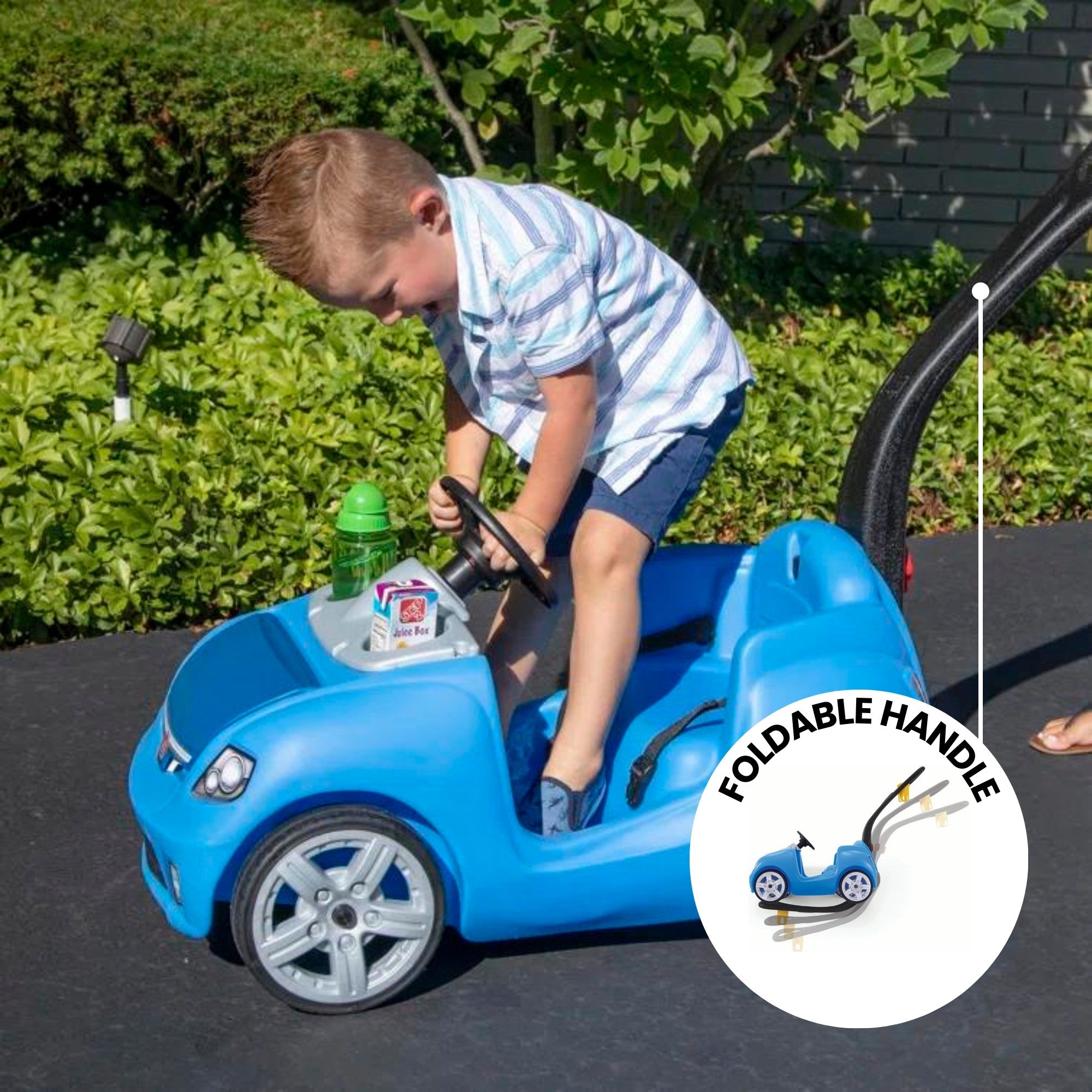 Step2 Whisper Ride II, Single Seater Kids Push Car, Easy to Store Ride On Toy with Seatbelt, Horn and Storage Trunk, Suitable for Children both Boys and Girls Aged 18m and Above, Blue, Pink