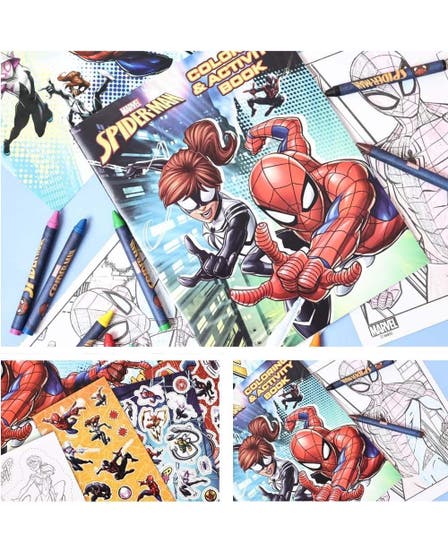 Marvel Spider-Man Super Activity Color, Sticker & Design Set by Skoodle, Marvel Craft Kit for Kids Ages 3+, Includes Stickers and Coloring Pages