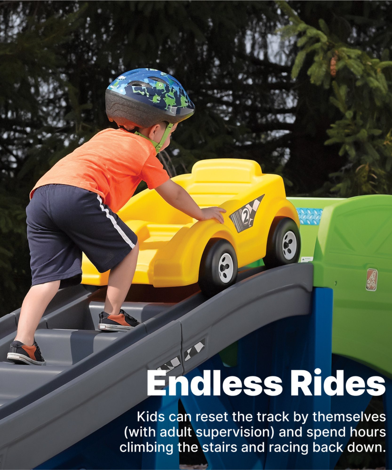 لعبة ستيب 2 إكستريم كوستر، 9 أقدام للاستخدام الداخلي والخارجي مع سيارة كوستر، سعة وزن 36 كجم، لعبة دفع للركوب، سيارة واحدة مع مقابض تثبيت ومسند للقدم، مناسبة للأولاد والبنات من سن 3 سنوات فما فوق