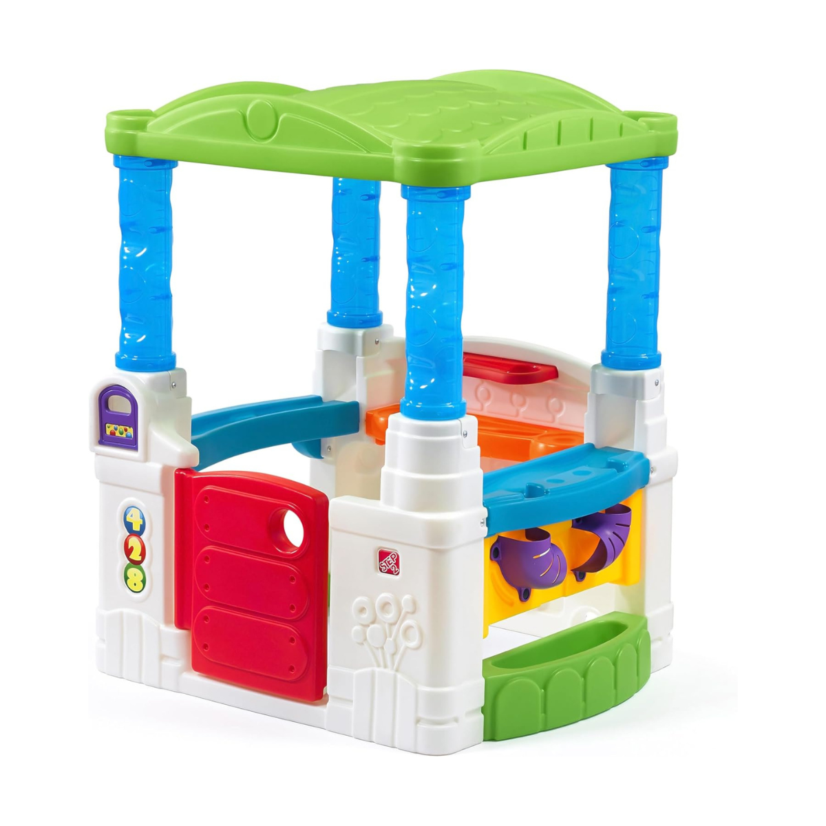 Step2 WonderBall Fun House Playhouse 853900, Kids Indoor & Outdoor Playhouse with Ball Maze, Flipper Game, Dutch Door & 20 Play Balls, Multi-Colour, Ages 18M+
