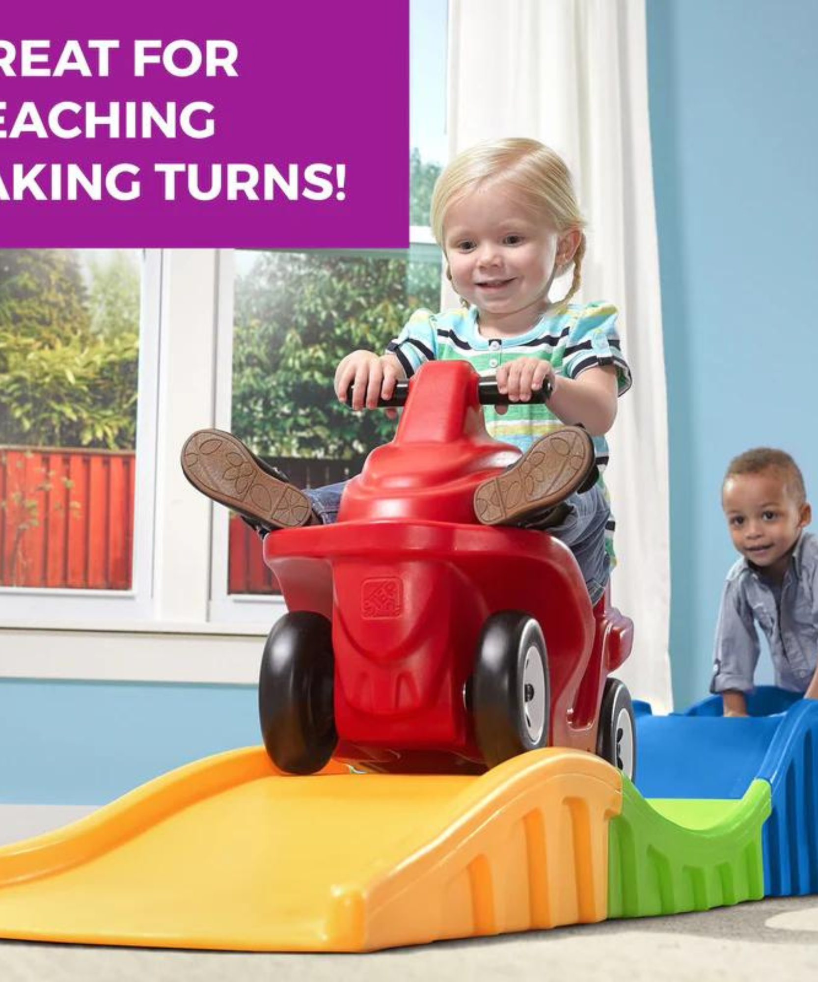 لعبة قطار الملاهي من ستيب 2، إصدار الذكرى السنوية، لعبة داخلية وخارجية بطول 10 أقدام مع سيارة قطار الملاهي، مصبوبة على شكل درجات، وزن يصل إلى 23 كجم، لعبة دفع، سيارة واحدة مناسبة للأطفال من سن سنتين فما فوق