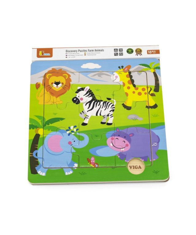 لعبة أحجية الصور المقطوعة من فيجا وايلد أنيملز، مكونة من 9 قطع، لعبة مونتيسوري الخشبية، تُنمّي المهارات الحسية والإدراكية والحركية الدقيقة، لعبة تعليمية للأطفال غير سامة وصديقة للبيئة، مناسبة للأولاد والبنات من عمر 18 شهرًا فما فوق