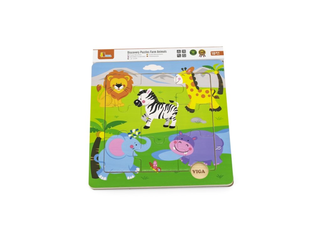 لعبة أحجية الصور المقطوعة من فيجا وايلد أنيملز، مكونة من 9 قطع، لعبة مونتيسوري الخشبية، تُنمّي المهارات الحسية والإدراكية والحركية الدقيقة، لعبة تعليمية للأطفال غير سامة وصديقة للبيئة، مناسبة للأولاد والبنات من عمر 18 شهرًا فما فوق