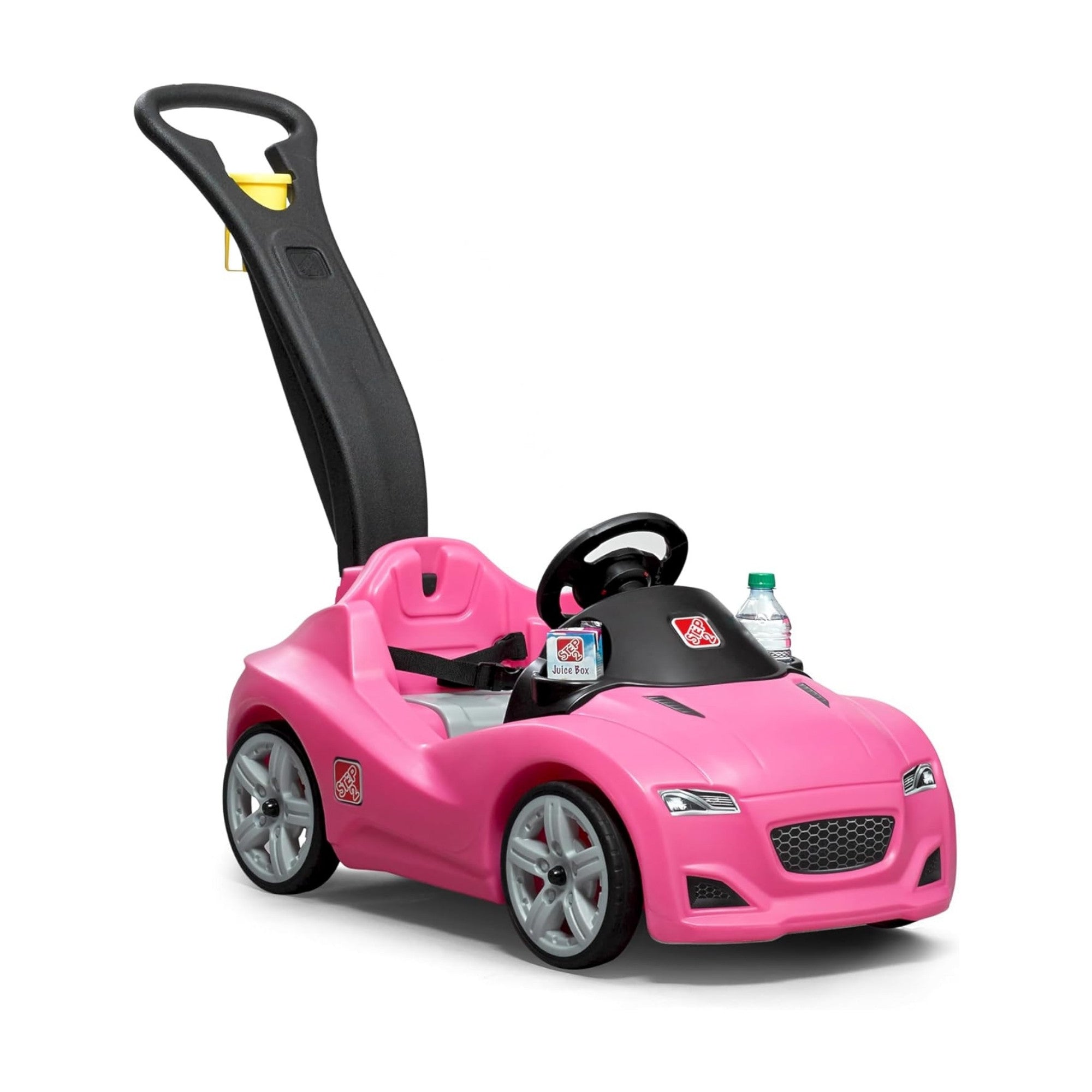 Step2 Whisper Ride Cruiser, Single Seater Kids Push Car, Easy to Store Ride On Toy with Seatbelt, Horn and Storage Trunk, Suitable for Children both Boys and Girls Aged 18m+, Blue, Pink, Red, Grey