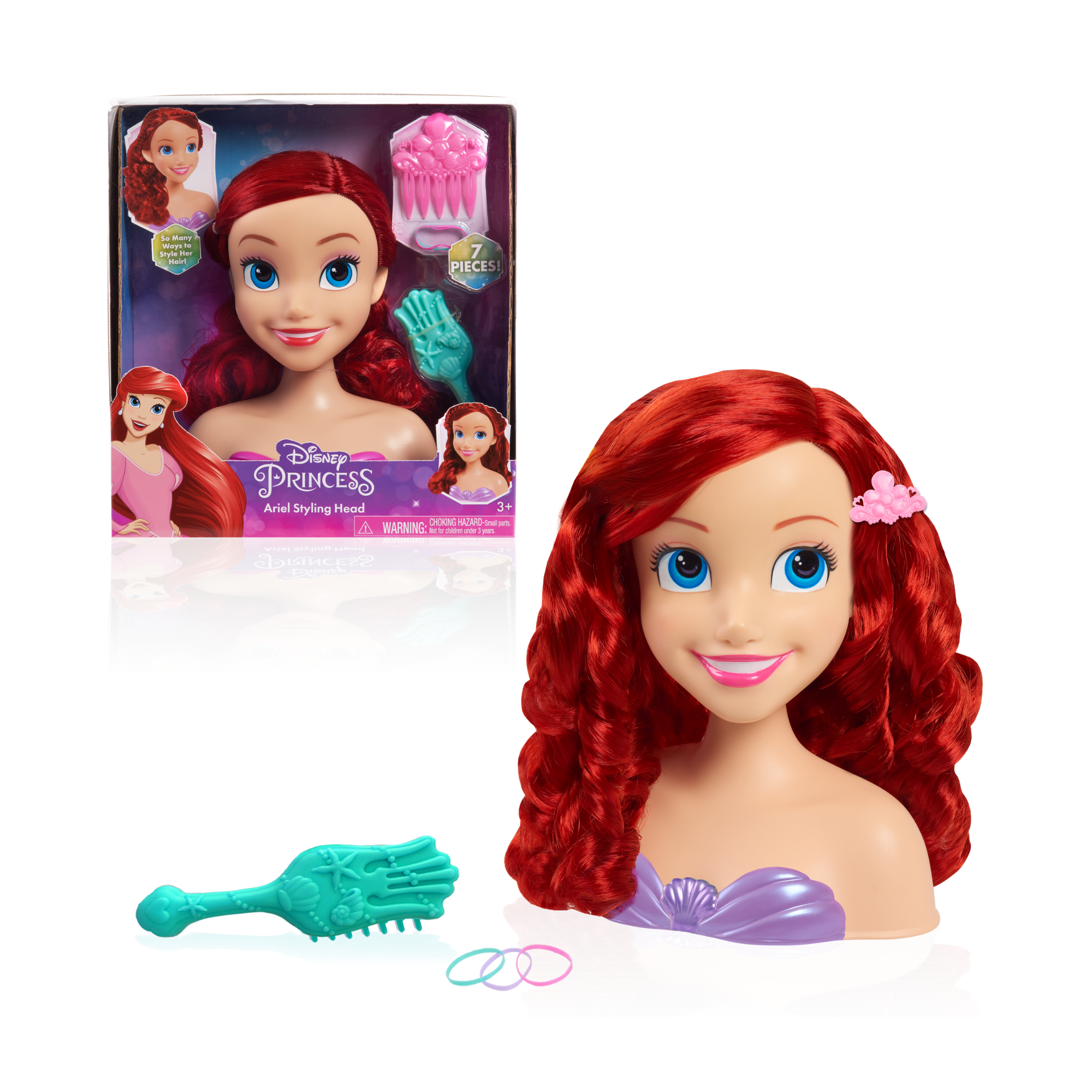 مجموعة لعب تظاهرية بشعر أحمر من ديزني برنسيس، مكونة من 7 قطع مع ملحقات، تتضمن أريل، مقاس 8 بوصات، لعبة لعب أدوار مرخصة رسميًا للأطفال من سن 3 سنوات فما فوق من جاست بلاي