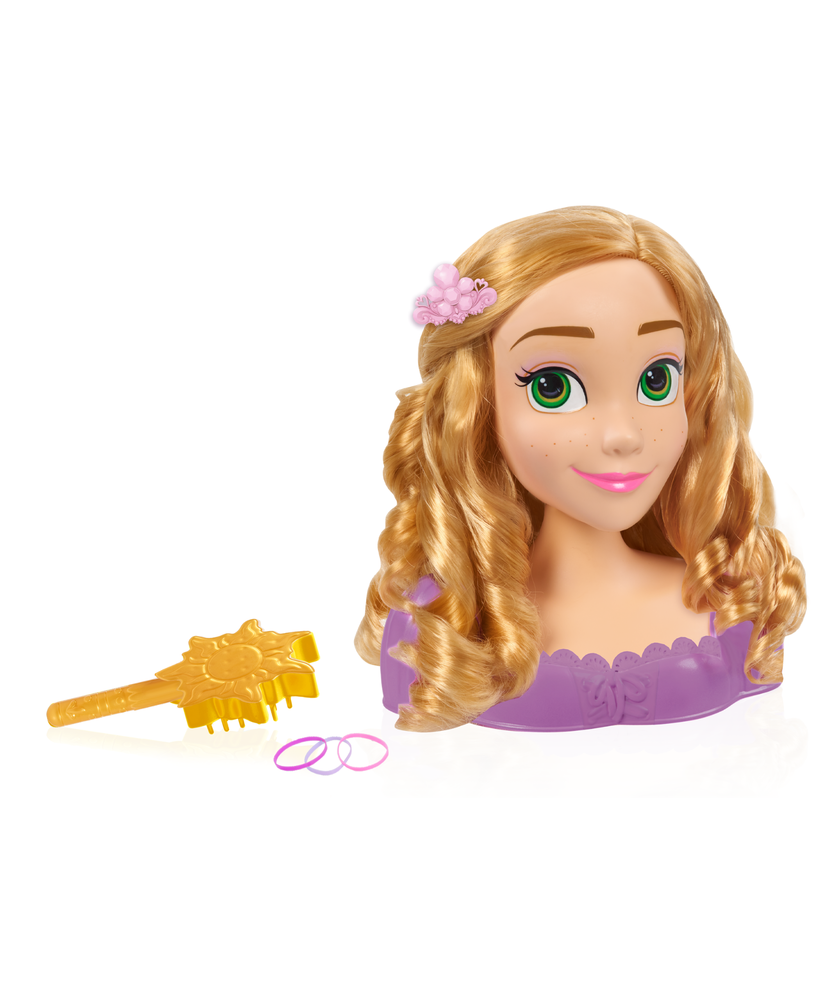 مجموعة لعب تظاهرية بشعر أشقر بطول 8 بوصات، مكونة من 7 قطع من رأس تصفيف الشعر المتشابك مع ملحقات رابونزل من ديزني برنسيس، لعبة لعب أدوار مرخصة رسميًا للأطفال من سن 3 سنوات فما فوق من جاست بلاي