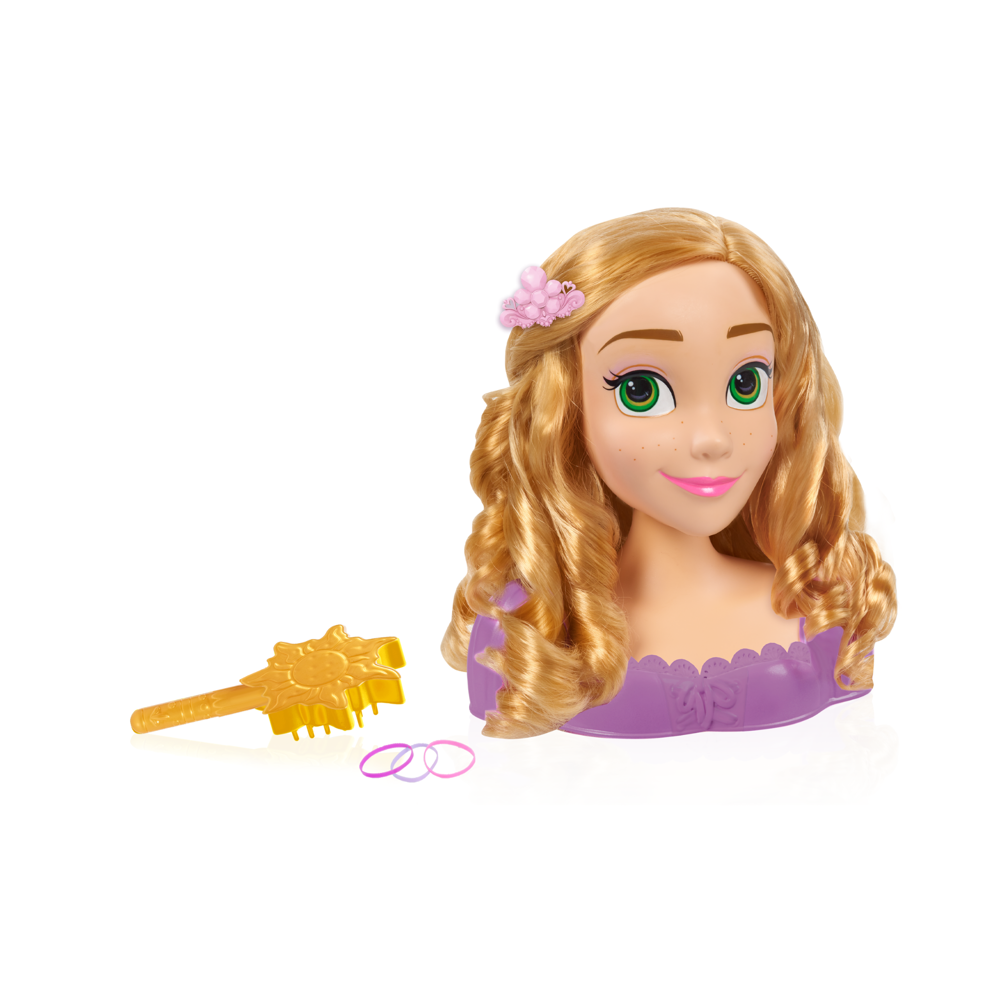 مجموعة لعب تظاهرية بشعر أشقر بطول 8 بوصات، مكونة من 7 قطع من رأس تصفيف الشعر المتشابك مع ملحقات رابونزل من ديزني برنسيس، لعبة لعب أدوار مرخصة رسميًا للأطفال من سن 3 سنوات فما فوق من جاست بلاي