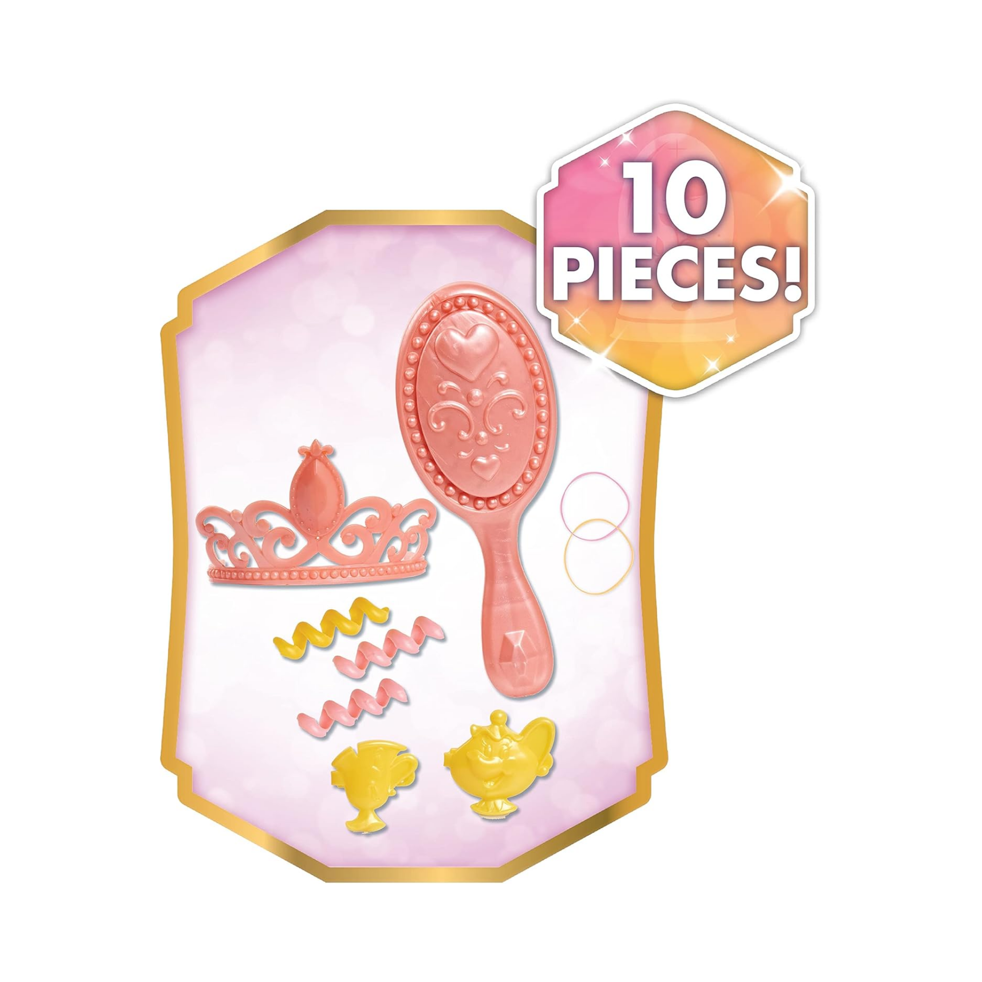 مجموعة لعب تظاهرية مكونة من 10 قطع من رأس تصفيف الشعر الجميلة والوحش من ديزني برينسيس مع ملحقات تتميز بشخصية بيل، شعر بني بطول 8 بوصات، لعبة لعب أدوار مرخصة رسميًا للأطفال من سن 3 سنوات فما فوق من جاست بلاي