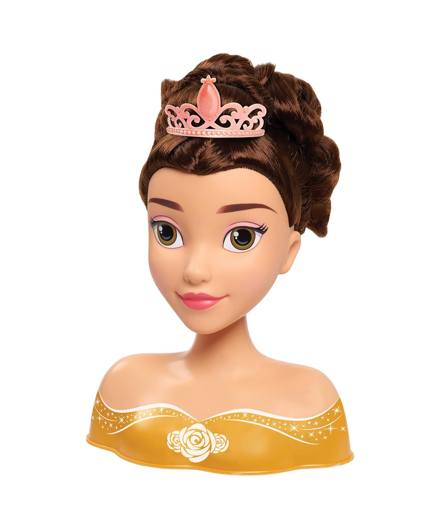 مجموعة لعب تظاهرية مكونة من 10 قطع من رأس تصفيف الشعر الجميلة والوحش من ديزني برينسيس مع ملحقات تتميز بشخصية بيل، شعر بني بطول 8 بوصات، لعبة لعب أدوار مرخصة رسميًا للأطفال من سن 3 سنوات فما فوق من جاست بلاي