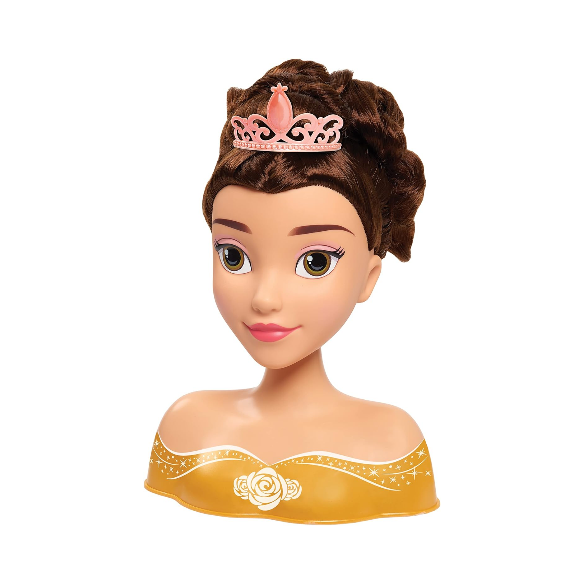 مجموعة لعب تظاهرية مكونة من 10 قطع من رأس تصفيف الشعر الجميلة والوحش من ديزني برينسيس مع ملحقات تتميز بشخصية بيل، شعر بني بطول 8 بوصات، لعبة لعب أدوار مرخصة رسميًا للأطفال من سن 3 سنوات فما فوق من جاست بلاي