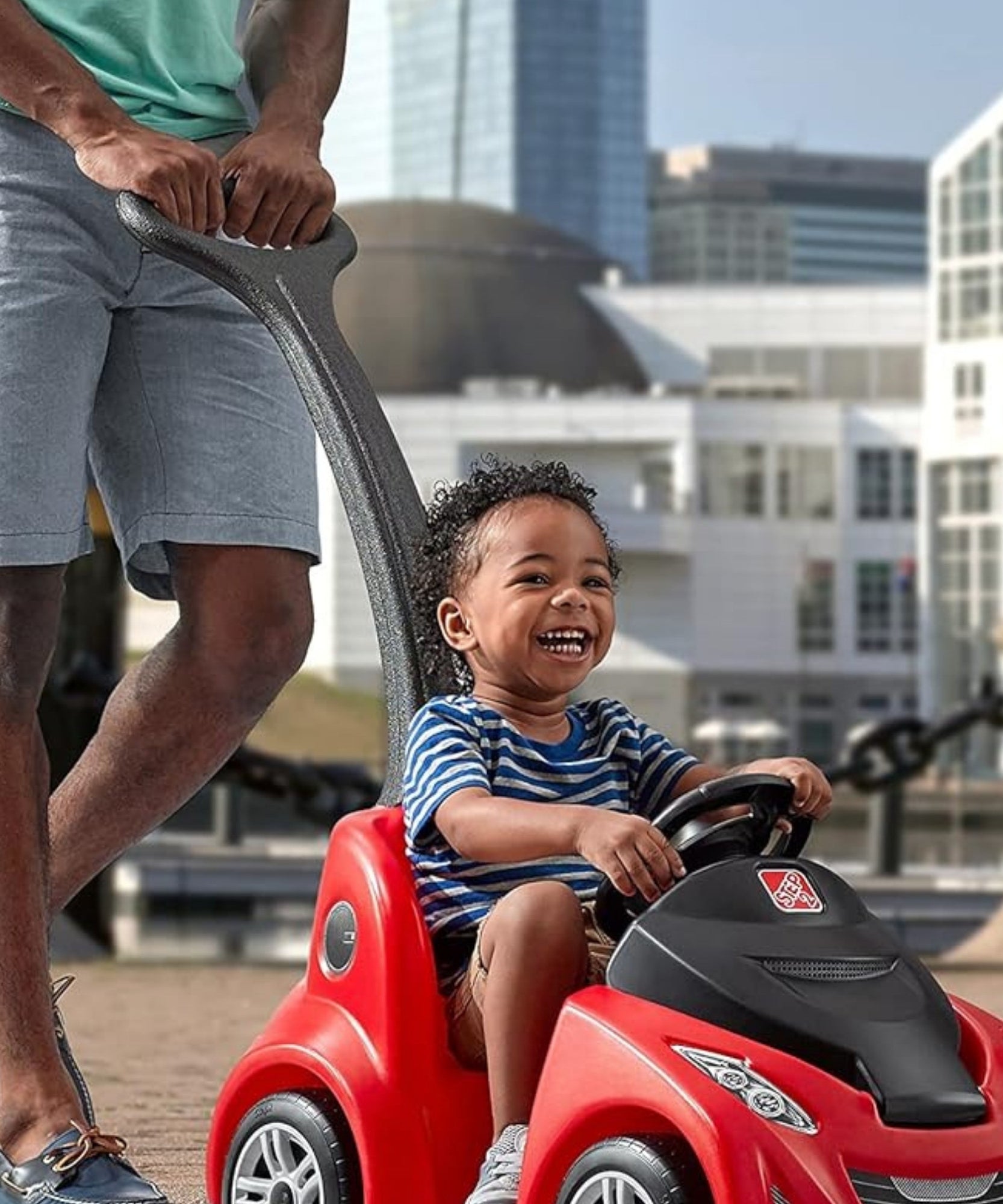 Step2 Buggy GT, Single Seater Kids Push Car, Easy to Store Ride On Toy with Seatbelt, Horn and Storage Trunk, Suitable for Children both Boys and Girls Aged 18m and Above, Red