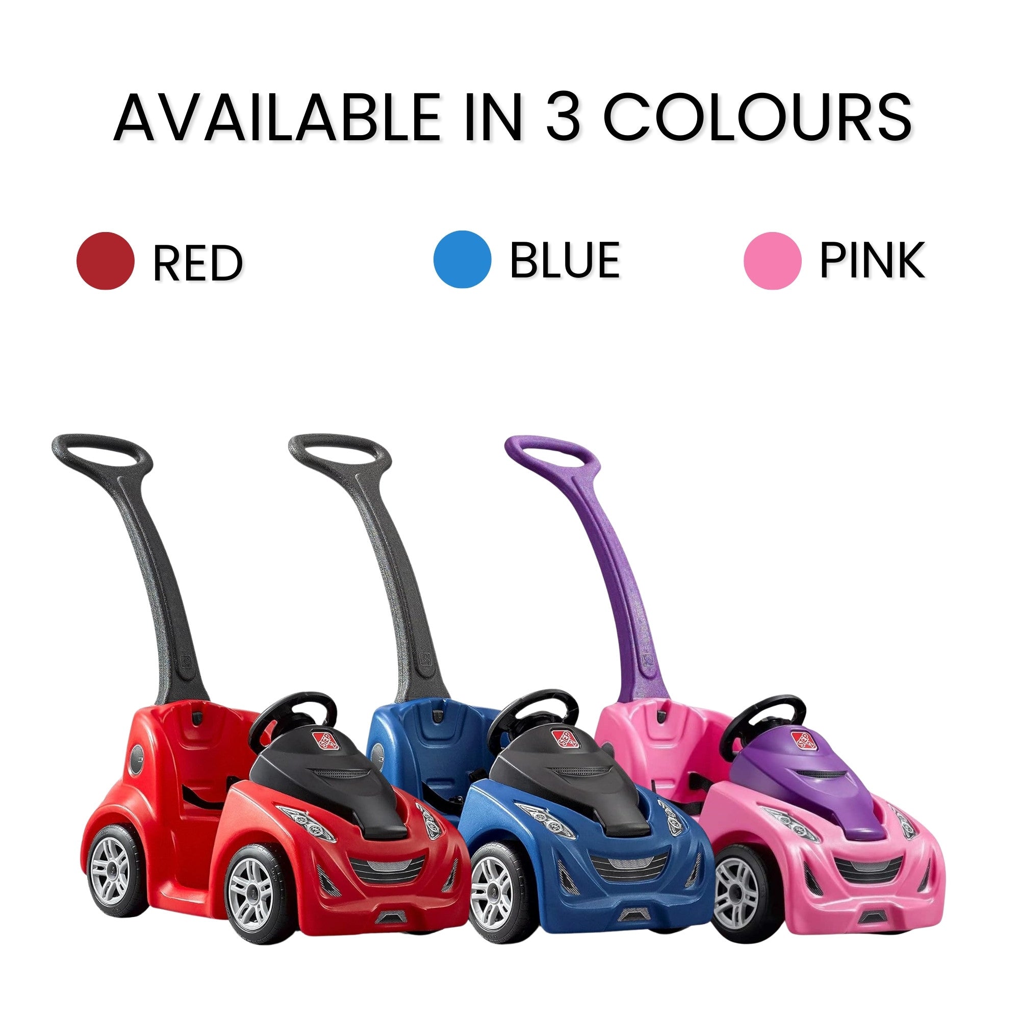 Step2 Buggy GT, Single Seater Kids Push Car, Easy to Store Ride On Toy with Seatbelt, Horn and Storage Trunk, Suitable for Children both Boys and Girls Aged 18m and Above, Red