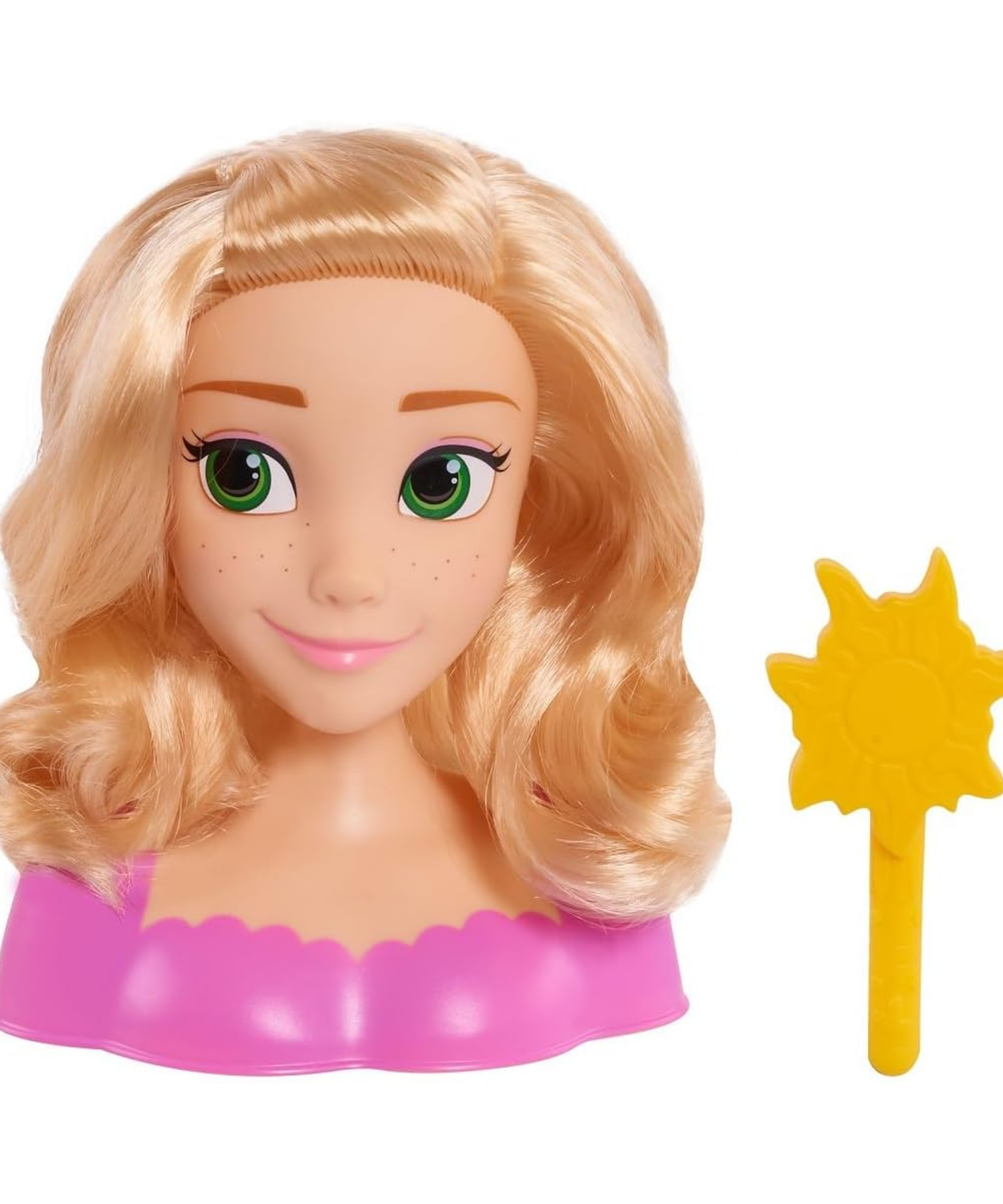 مجموعة لعب تظاهرية مكونة من قطعتين من رأس تصفيف الشعر المتشابك من ديزني برينسيس، تتميز بشعر أشقر بطول 5 بوصات، لعبة لعب أدوار مرخصة رسميًا للأطفال من سن 3 سنوات فما فوق من جاست بلاي