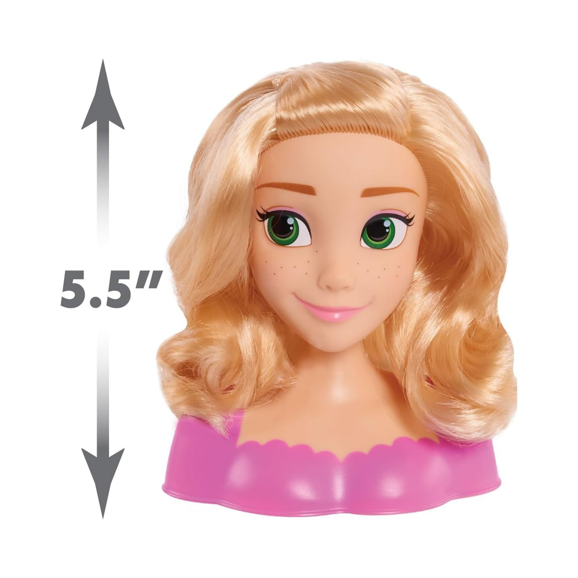 مجموعة لعب تظاهرية مكونة من قطعتين من رأس تصفيف الشعر المتشابك من ديزني برينسيس، تتميز بشعر أشقر بطول 5 بوصات، لعبة لعب أدوار مرخصة رسميًا للأطفال من سن 3 سنوات فما فوق من جاست بلاي