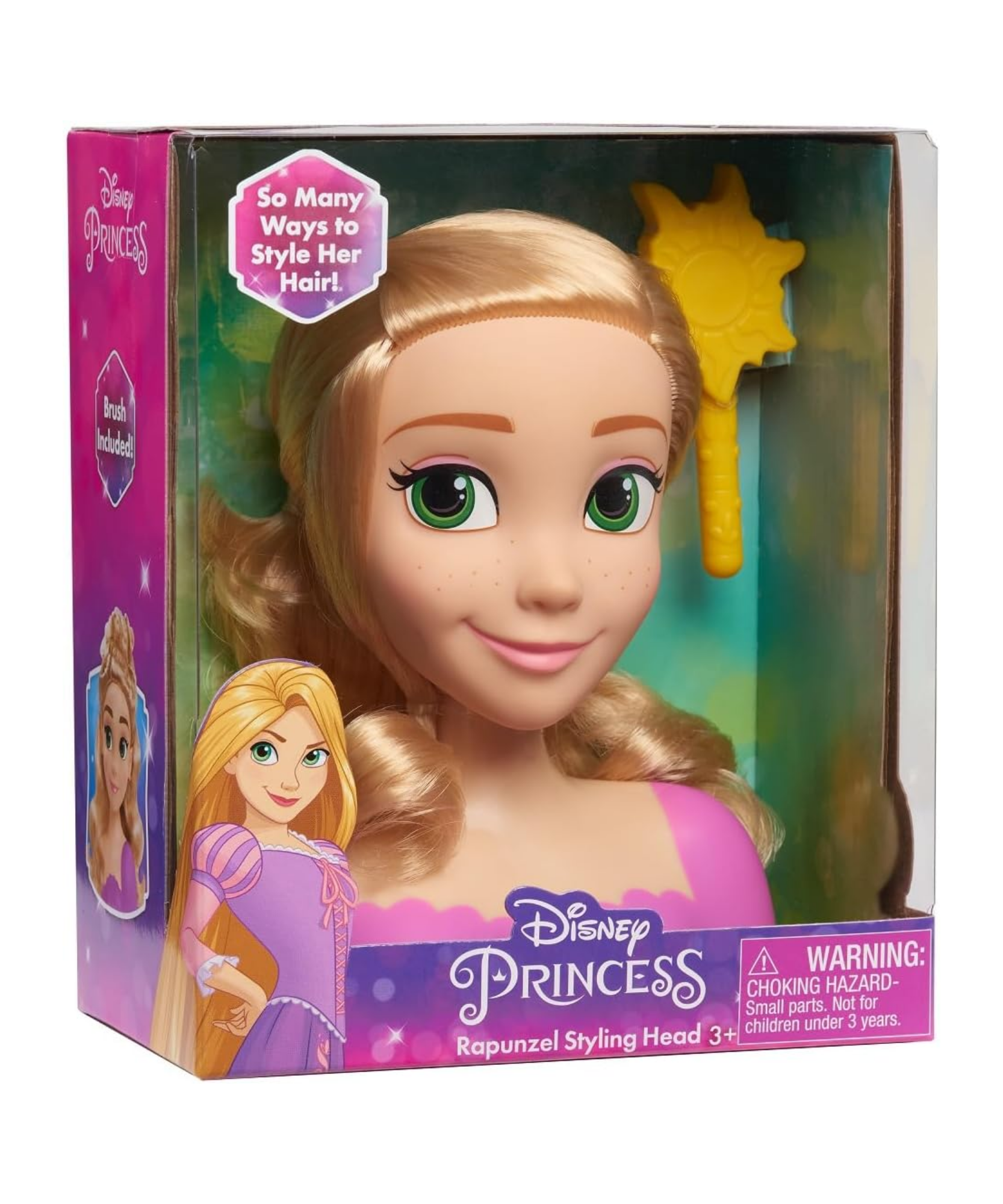 مجموعة لعب تظاهرية مكونة من قطعتين من رأس تصفيف الشعر المتشابك من ديزني برينسيس، تتميز بشعر أشقر بطول 5 بوصات، لعبة لعب أدوار مرخصة رسميًا للأطفال من سن 3 سنوات فما فوق من جاست بلاي
