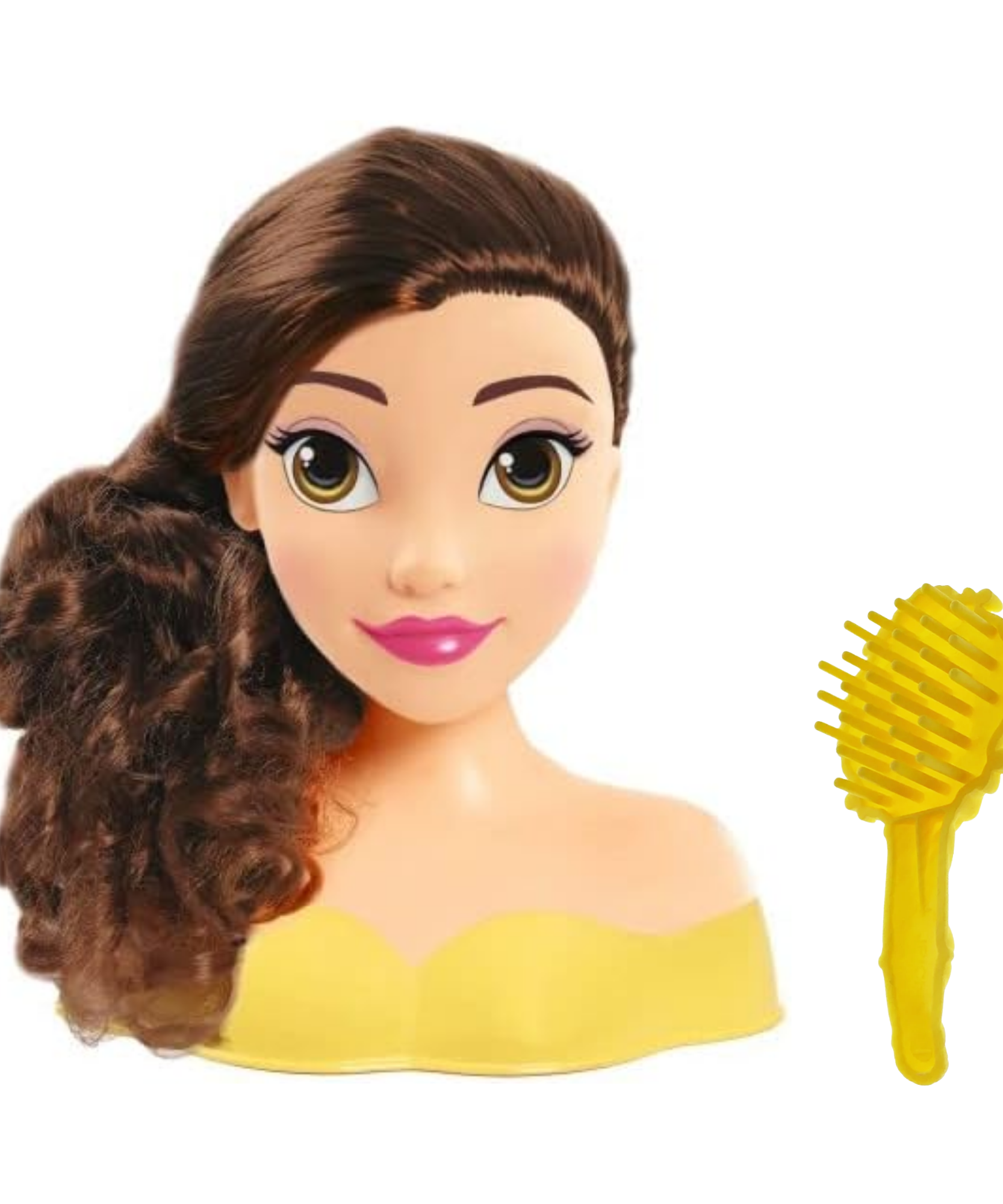 مجموعة لعب تظاهرية مكونة من قطعتين من رأس تصفيف الشعر الجميلة والوحش من ديزني برينسيس، تتميز بشخصية بيل، شعر بني بطول 5 بوصات، لعبة لعب أدوار مرخصة رسميًا للأطفال من سن 3 سنوات فما فوق من جاست بلاي