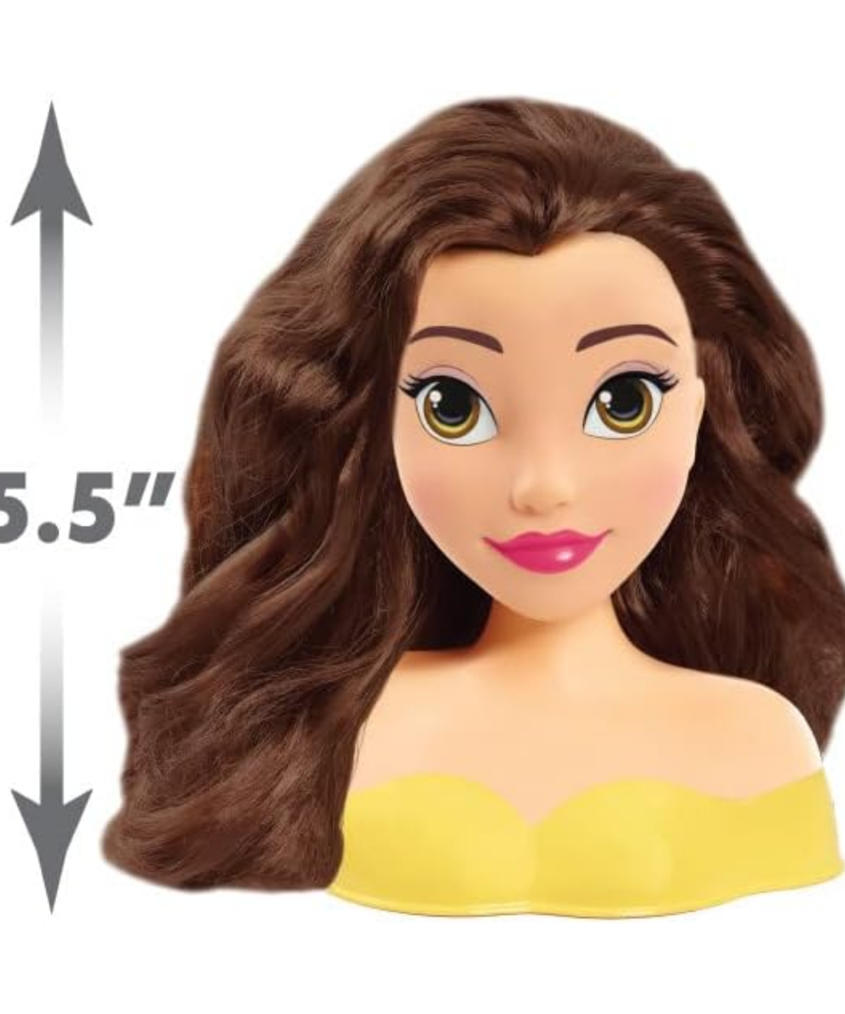 مجموعة لعب تظاهرية مكونة من قطعتين من رأس تصفيف الشعر الجميلة والوحش من ديزني برينسيس، تتميز بشخصية بيل، شعر بني بطول 5 بوصات، لعبة لعب أدوار مرخصة رسميًا للأطفال من سن 3 سنوات فما فوق من جاست بلاي