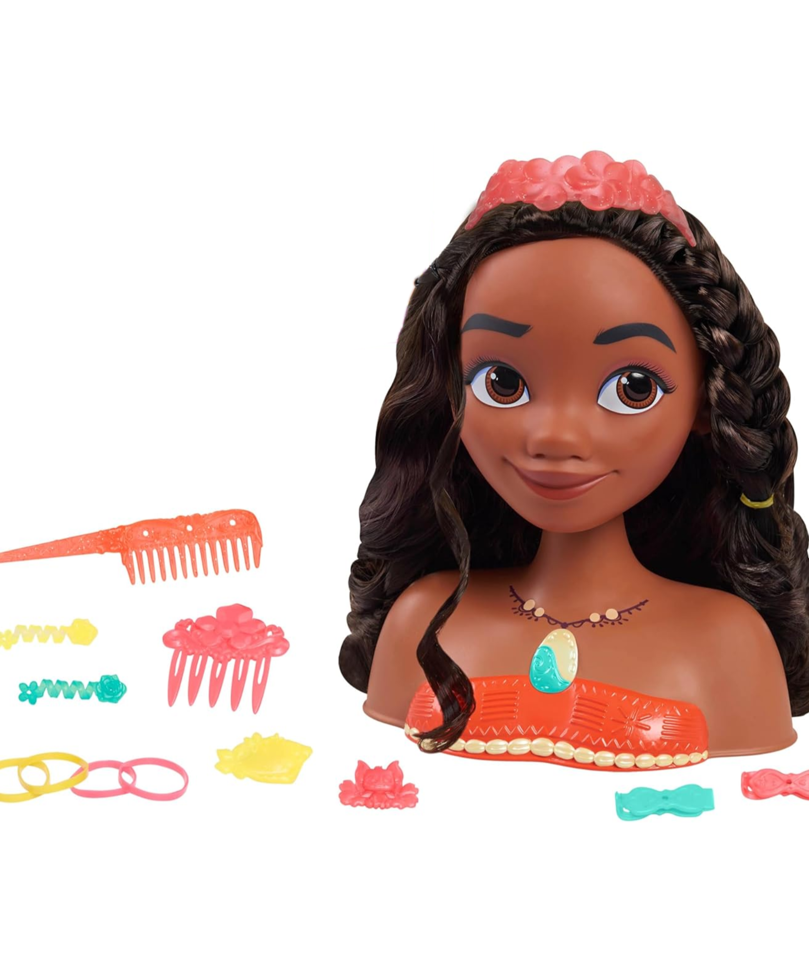 مجموعة لعب تظاهرية بشعر بني من ديزني برنسيس، مكونة من 14 قطعة مع ملحقات، تتميز بموانا، مقاس 8 بوصات، لعبة لعب أدوار مرخصة رسميًا للأطفال من سن 3 سنوات فما فوق من جاست بلاي
