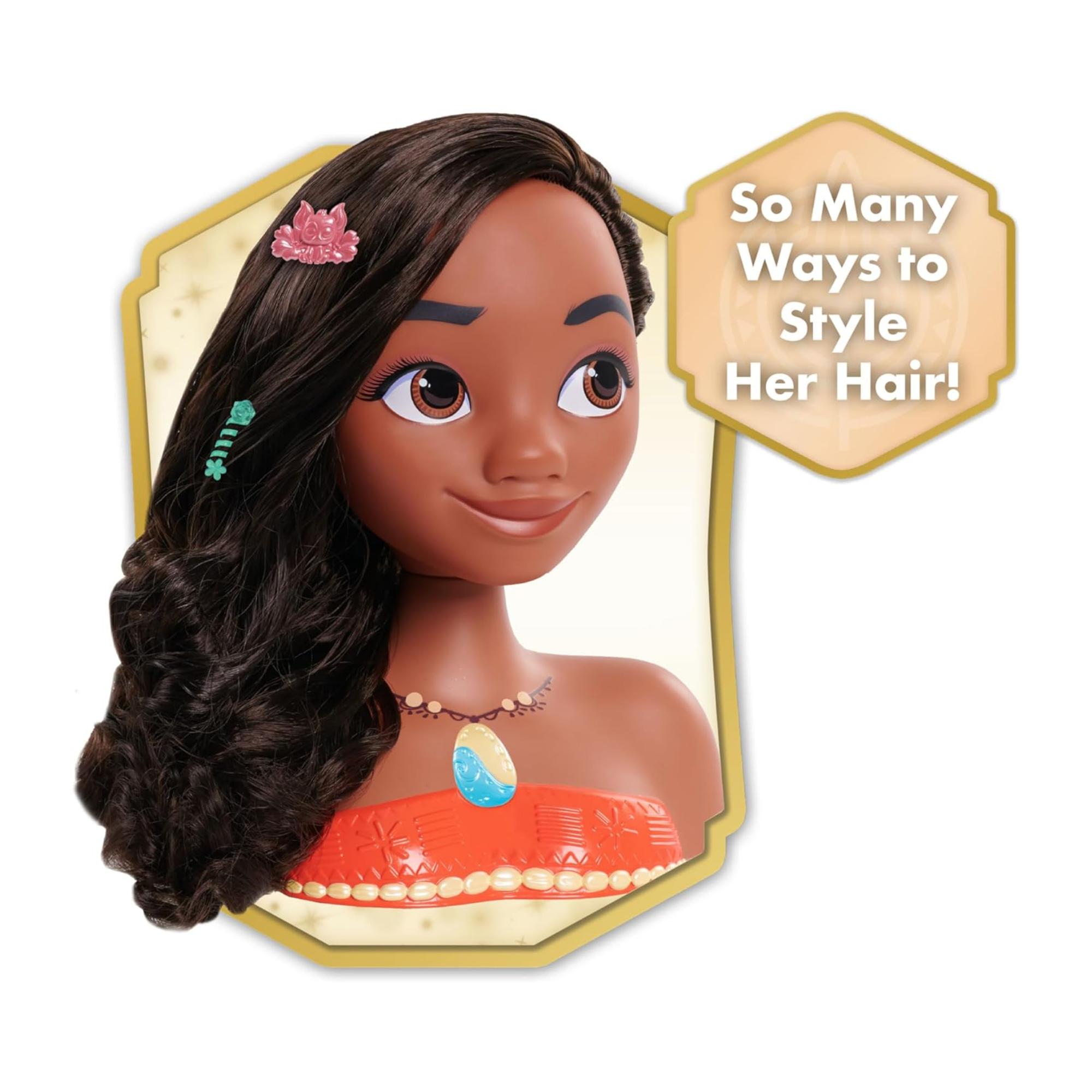 مجموعة لعب تظاهرية بشعر بني من ديزني برنسيس، مكونة من 14 قطعة مع ملحقات، تتميز بموانا، مقاس 8 بوصات، لعبة لعب أدوار مرخصة رسميًا للأطفال من سن 3 سنوات فما فوق من جاست بلاي