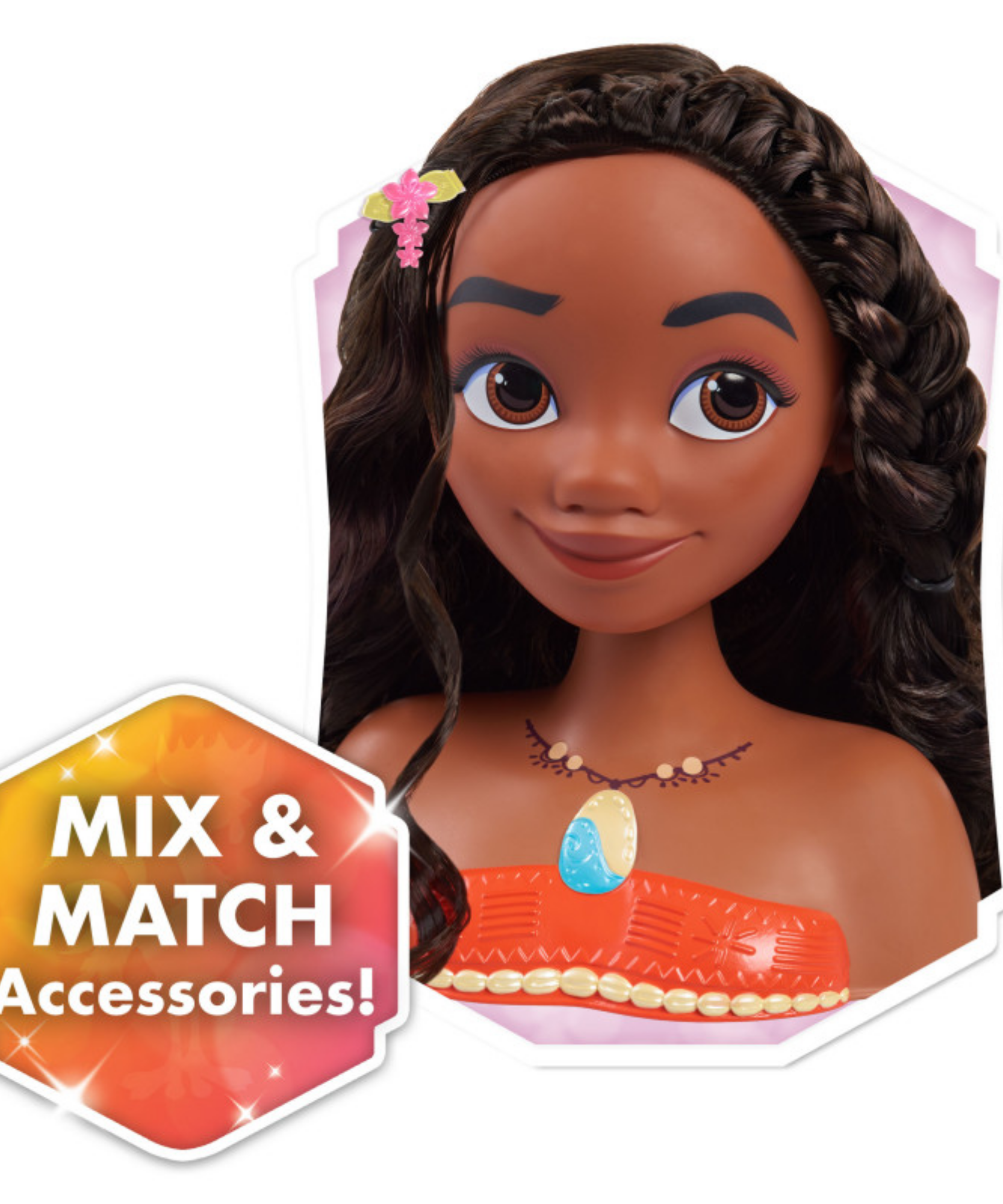 مجموعة لعب تظاهرية بشعر بني من ديزني برنسيس، مكونة من 14 قطعة مع ملحقات، تتميز بموانا، مقاس 8 بوصات، لعبة لعب أدوار مرخصة رسميًا للأطفال من سن 3 سنوات فما فوق من جاست بلاي