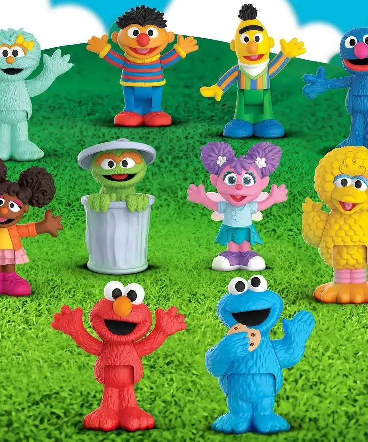 مجموعة أصدقاء حي شارع سمسم الفاخرة، شخصيات متحركة قابلة للتعديل مقاس 7.62 سم، مجموعة من 10 ألعاب قابلة للتجميع تتضمن إلمو، كوكيز مونستر، بيج بيرد والمزيد، مرخصة رسميًا من جاست بلاي للأطفال من عمر سنتين فما فوق