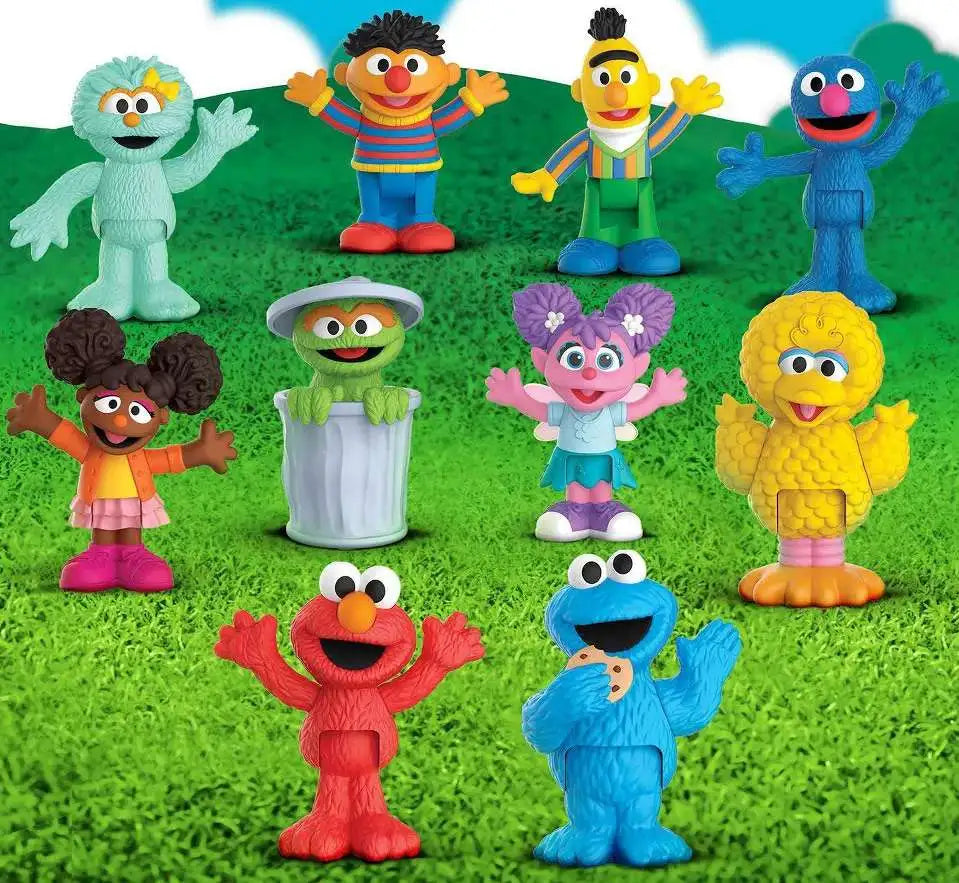 مجموعة أصدقاء حي شارع سمسم الفاخرة، شخصيات متحركة قابلة للتعديل مقاس 7.62 سم، مجموعة من 10 ألعاب قابلة للتجميع تتضمن إلمو، كوكيز مونستر، بيج بيرد والمزيد، مرخصة رسميًا من جاست بلاي للأطفال من عمر سنتين فما فوق