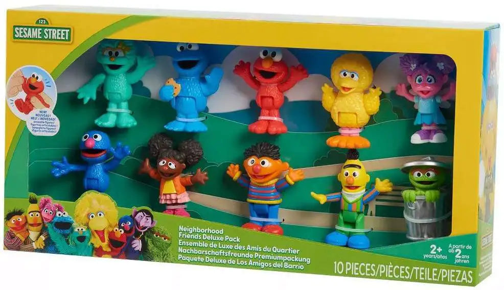 مجموعة أصدقاء حي شارع سمسم الفاخرة، شخصيات متحركة قابلة للتعديل مقاس 7.62 سم، مجموعة من 10 ألعاب قابلة للتجميع تتضمن إلمو، كوكيز مونستر، بيج بيرد والمزيد، مرخصة رسميًا من جاست بلاي للأطفال من عمر سنتين فما فوق