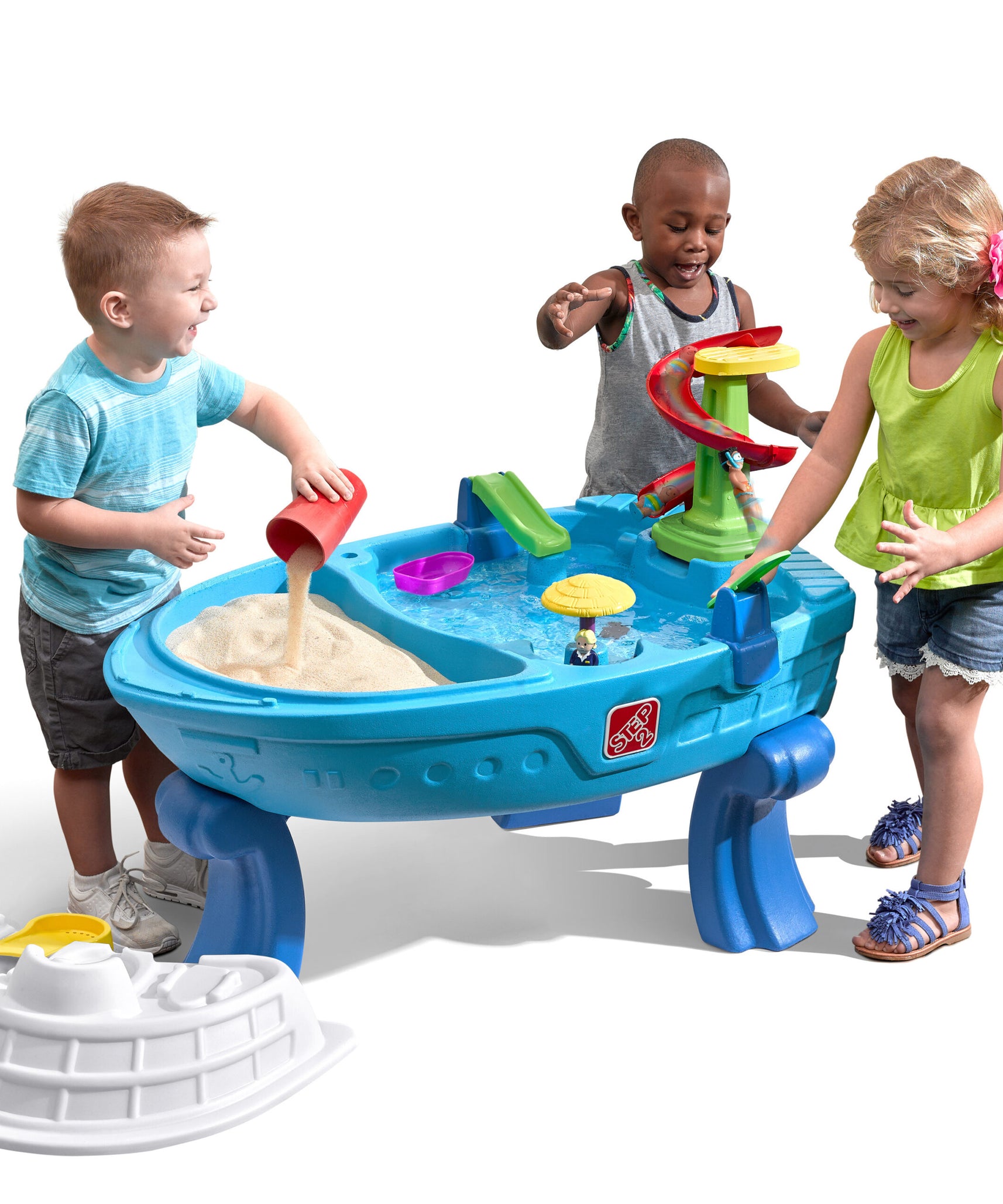 طاولة الرمل والماء فييستا كروز من ستيب 2، طاولة رمل وماء داخلية وخارجية، مجموعة ألعاب حسية، لعبة نشاط مع ملحقات من 10 قطع، مركز ألعاب وأنشطة STEM، مناسب للأطفال من عمر سنتين فما فوق