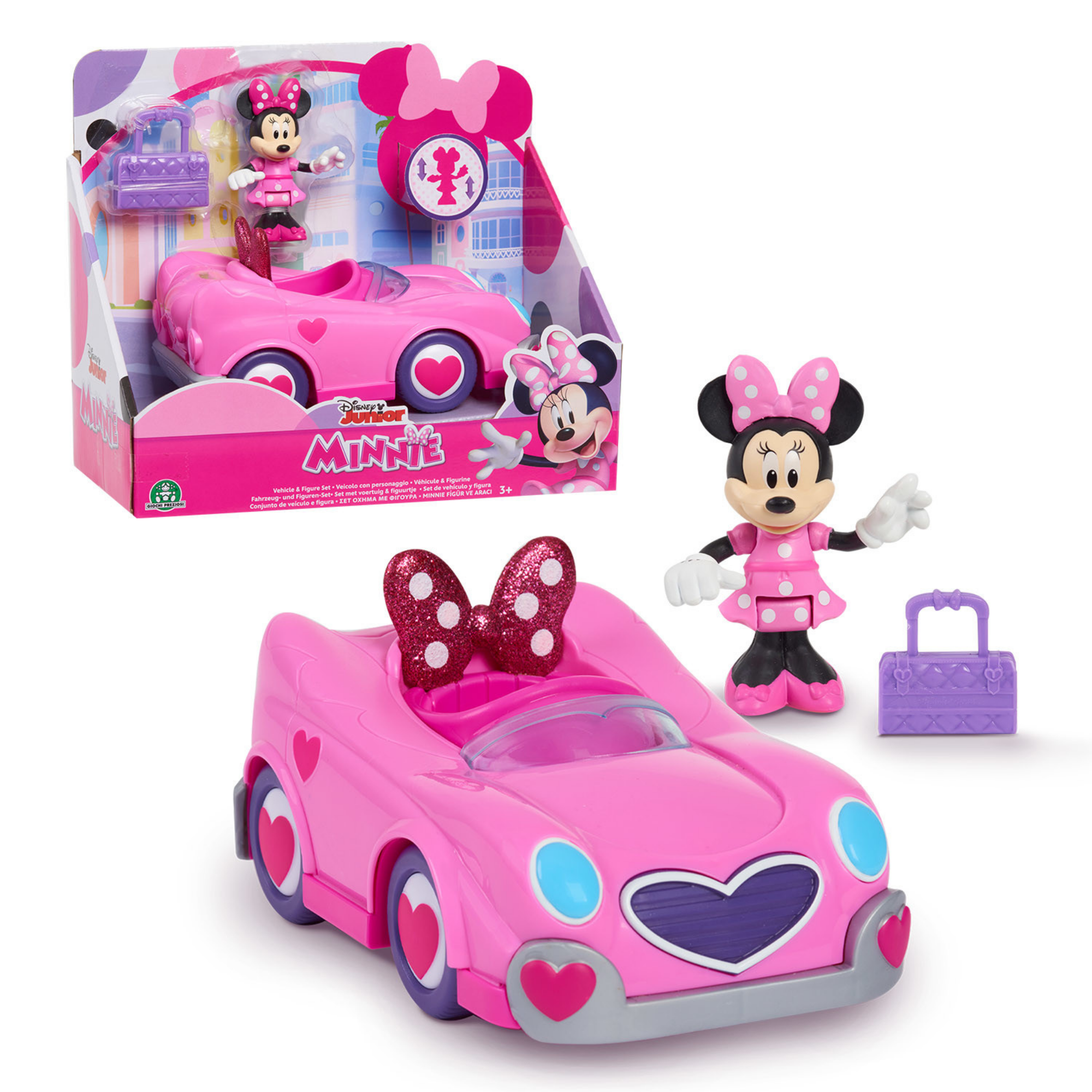 Disney Minnie Mouse Vehicle and Figure Set, Car with Trunk Open Function, Collectible Figure, Officially Licensed Kids Toy for Ages 3 & Up by Just Play