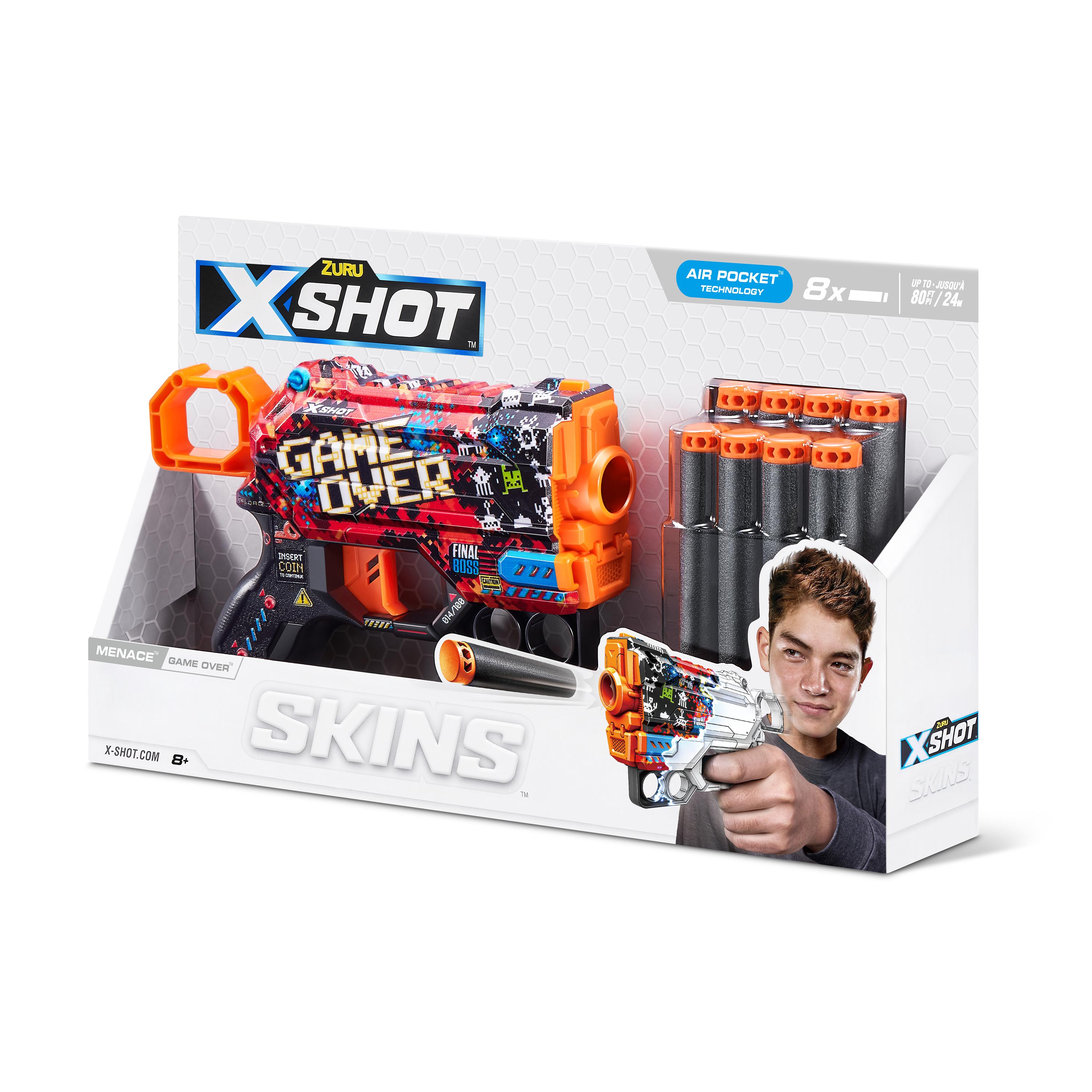 X Shot Skins Menace Blaster, Compact Foam Dart Gun for Boys, Age 8+