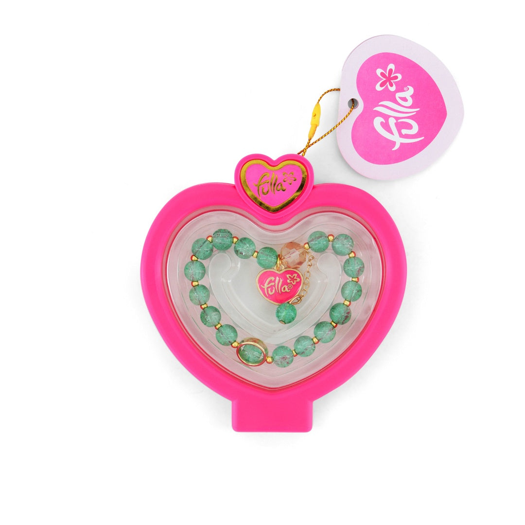 Fulla Little Charmers Bracelet Set for Girls Ages 3+, 4 Stylish Beaded Designs with Metal Heart Charm in Cute Case, Colorful Fashion Jewelry Accessory for Creative Play