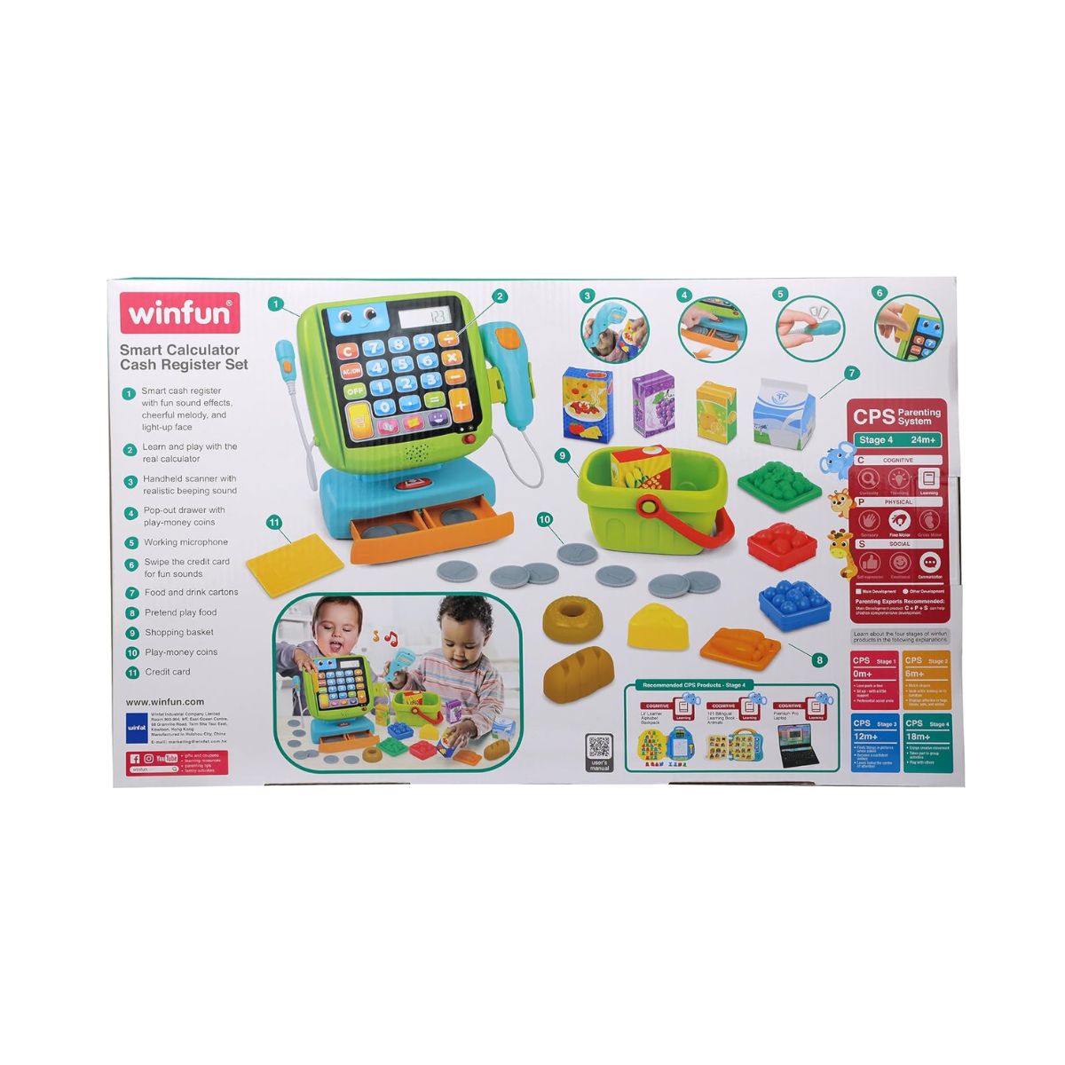 Winfun Smart Calculator Cash Register Set Pretend Play Toy for Early Math Learning 3+ Months